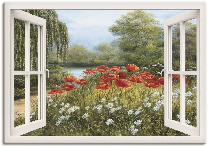 Artland Wandbild "Fensterblick Mohnwiese" Fensterblick 1 Stk. tlg. als Leinwandbild, Poster in verschied. Größen von Artland