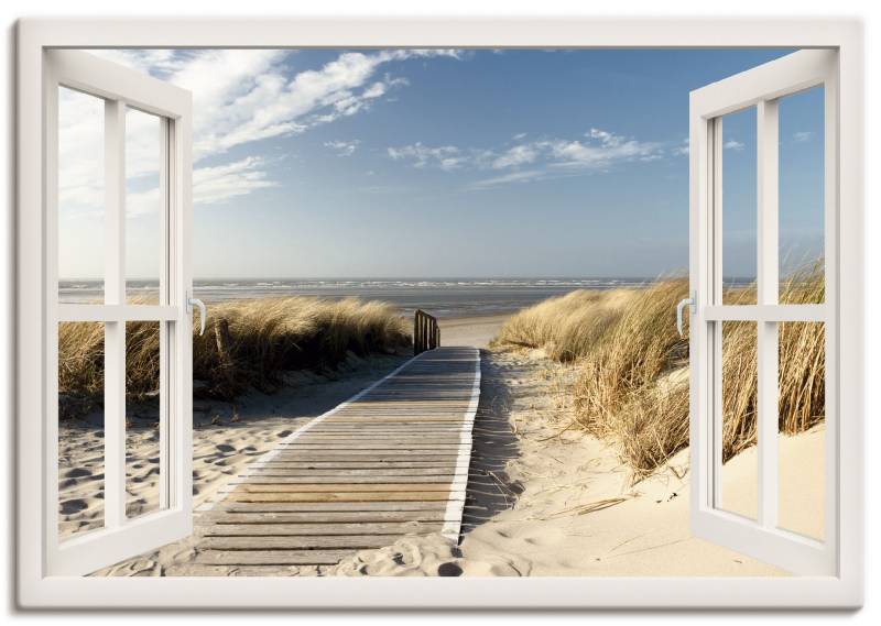 Artland Wandbild "Fensterblick Nordseestrand auf Langeoog" Fensterblick 1 Stk. tlg. als Leinwandbild, Poster in verschied. Größen von Artland