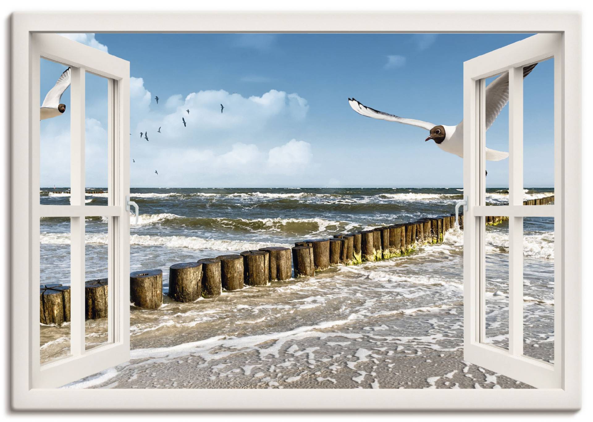 Artland Wandbild "Fensterblick - Ostsee" Fensterblick 1 Stk. tlg. als Leinwandbild, Poster, Wandaufkleber in verschied. Größen von Artland