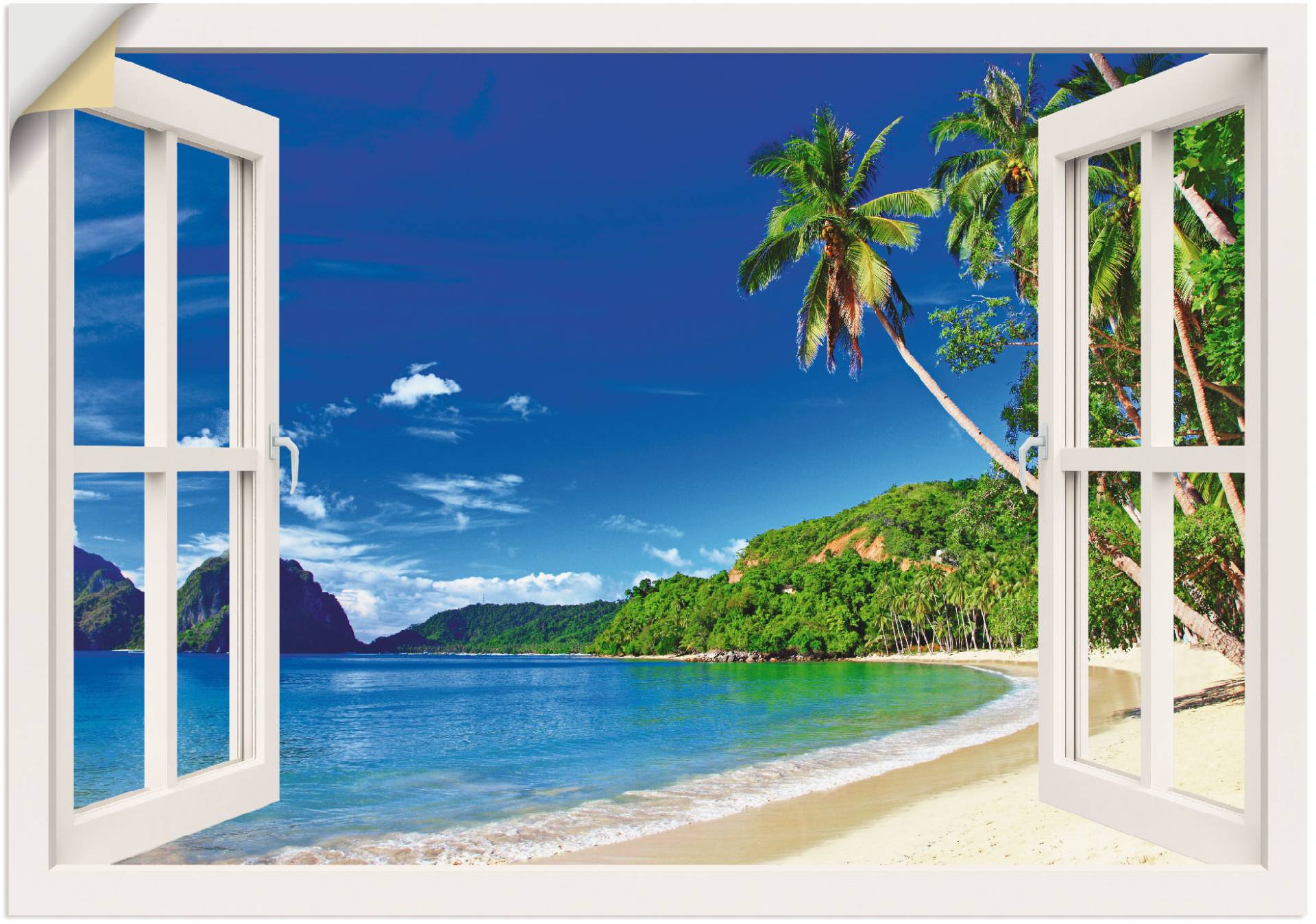 Artland Wandbild "Fensterblick Paradies", Fensterblick, (1 St.), als Alubild, Outdoorbild, Leinwandbild, Poster, Wandaufkleber von Artland