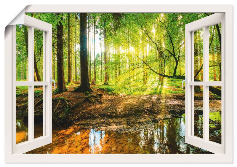 Artland Wandbild "Fensterblick - Wald mit Bach" Wald 1 Stk. tlg. als Leinwandbild, Poster, Wandaufkleber in verschied. Größen von Artland