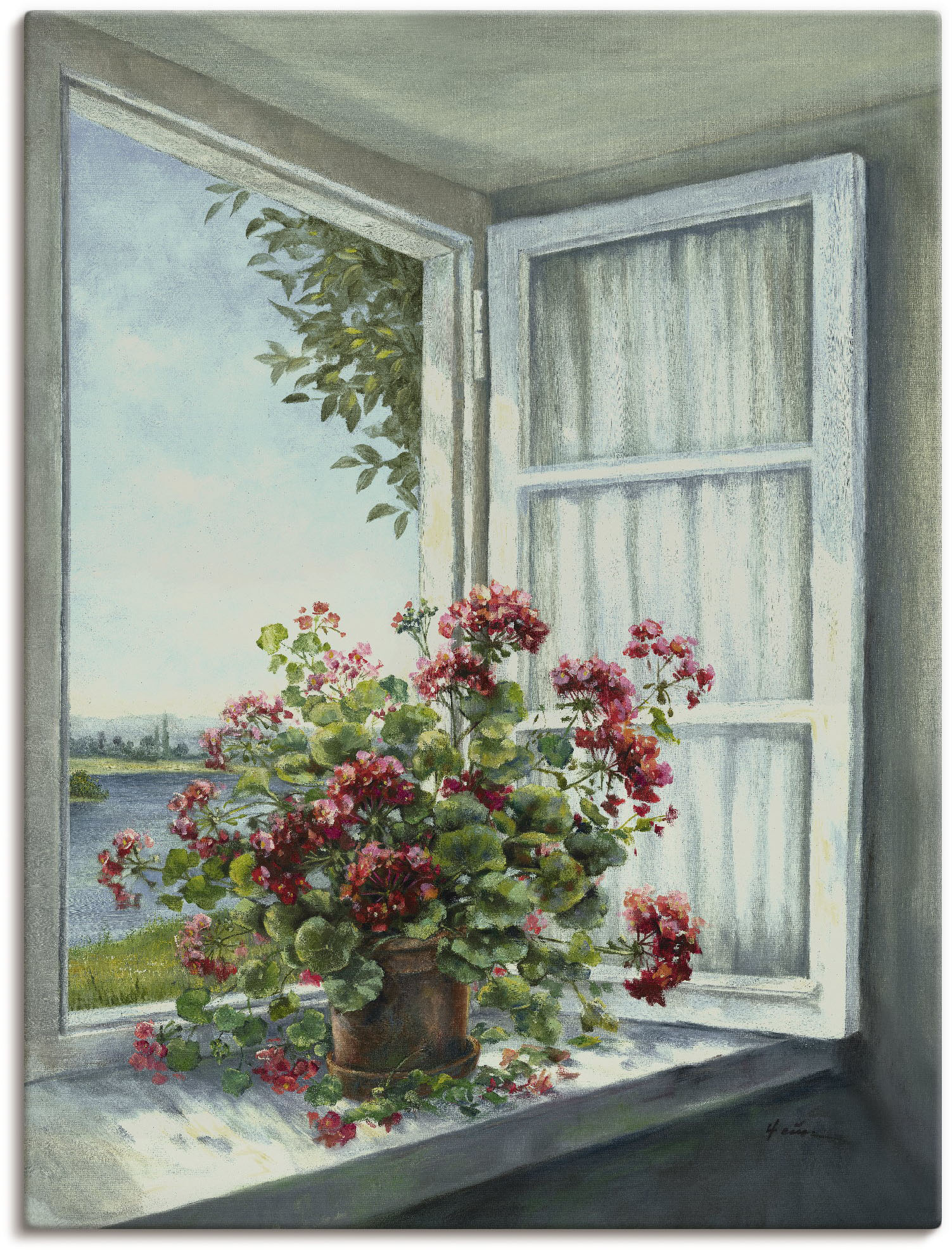 Artland Wandbild "Geranien am Fenster" Blumen 1 Stk. tlg. als Leinwandbild, Poster in verschied. Größen von Artland