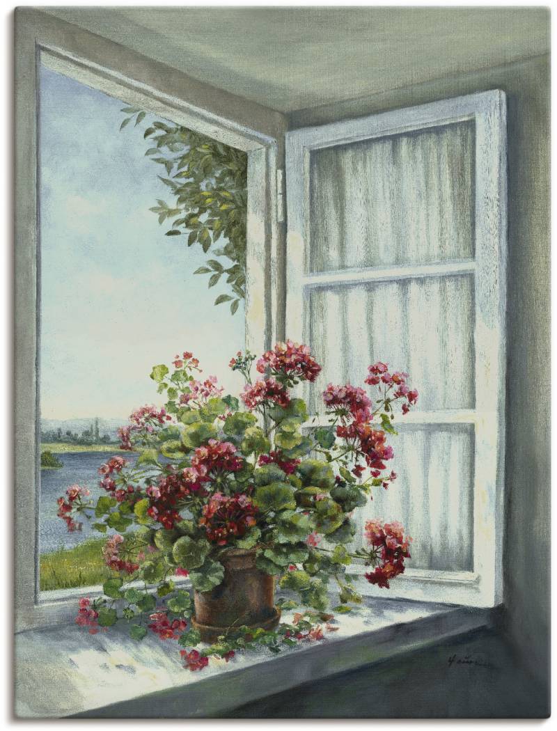 Artland Wandbild "Geranien am Fenster" Blumen 1 Stk. tlg. als Leinwandbild, Poster in verschied. Größen von Artland