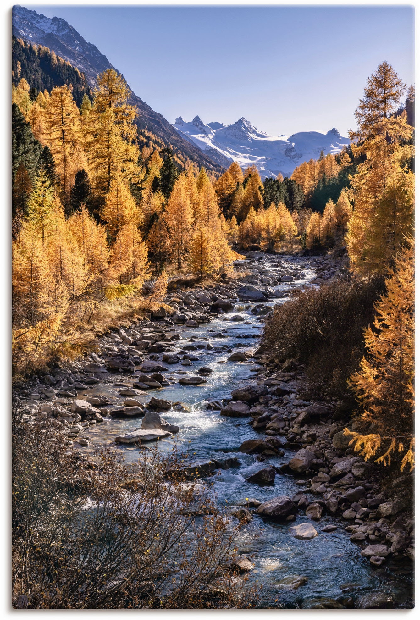 Artland Leinwandbild "Herbst im Oberengadin", Vier Jahreszeiten Bilder, (1 St.), auf Keilrahmen gespannt von Artland