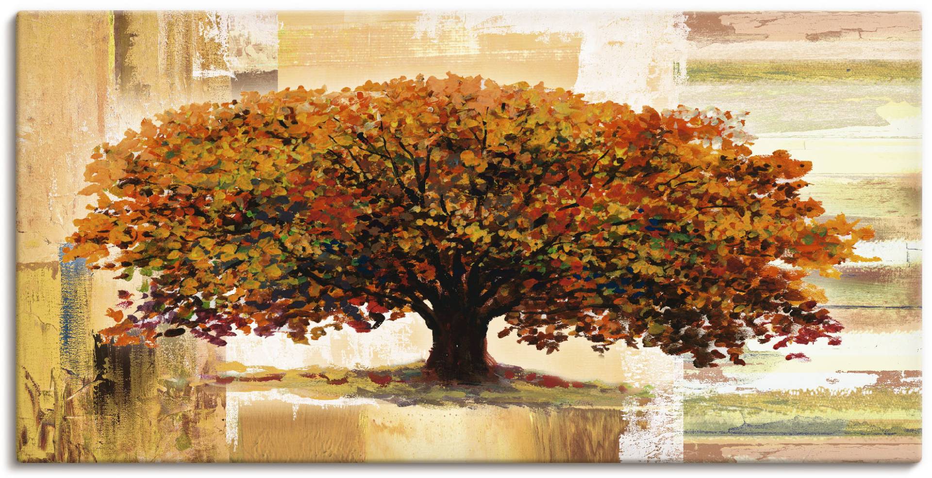 Artland Wandbild "Herbstbaum auf abstraktem Hintergrund" Bäume 1 Stk. tlg. als Alubild, Outdoorbild, Leinwandbild, Poster in verschied. Größen von Artland