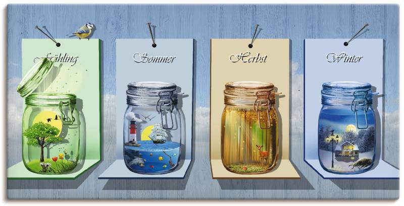 Artland Wandbild "Jahreszeiten in Gläsern" Vier Jahreszeiten 1 Stk. tlg. als Leinwandbild, Poster, Wandaufkleber in verschied. Größen von Artland