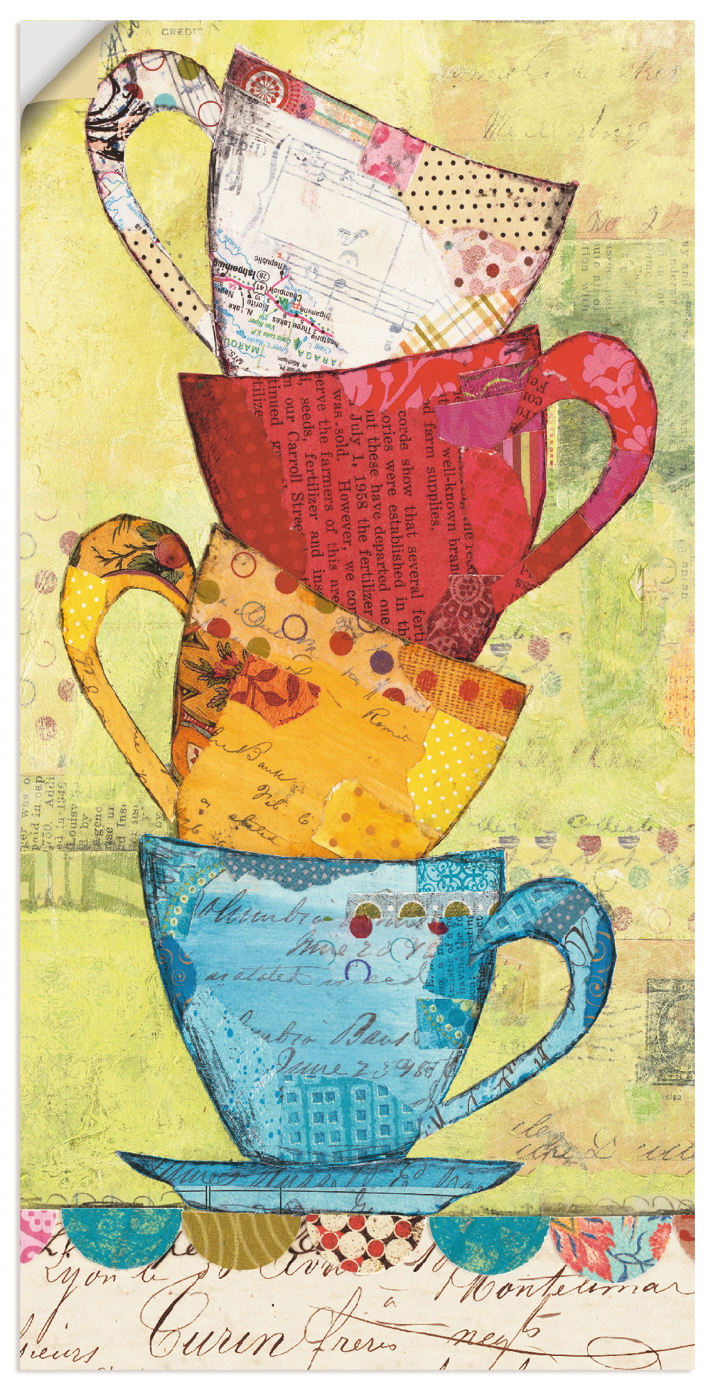 Artland Wandbild "Komm zum Kaffee", Geschirr & Besteck, (1 St.), als Leinwandbild, Poster, Wandaufkleber in verschied. Größen von Artland