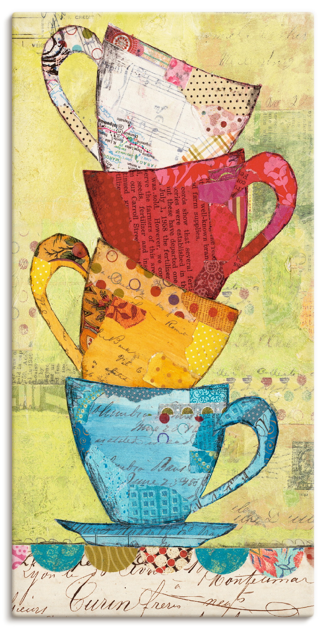 Artland Wandbild "Komm zum Kaffee", Geschirr & Besteck, (1 St.), als Leinwandbild, Poster, Wandaufkleber in verschied. Größen von Artland