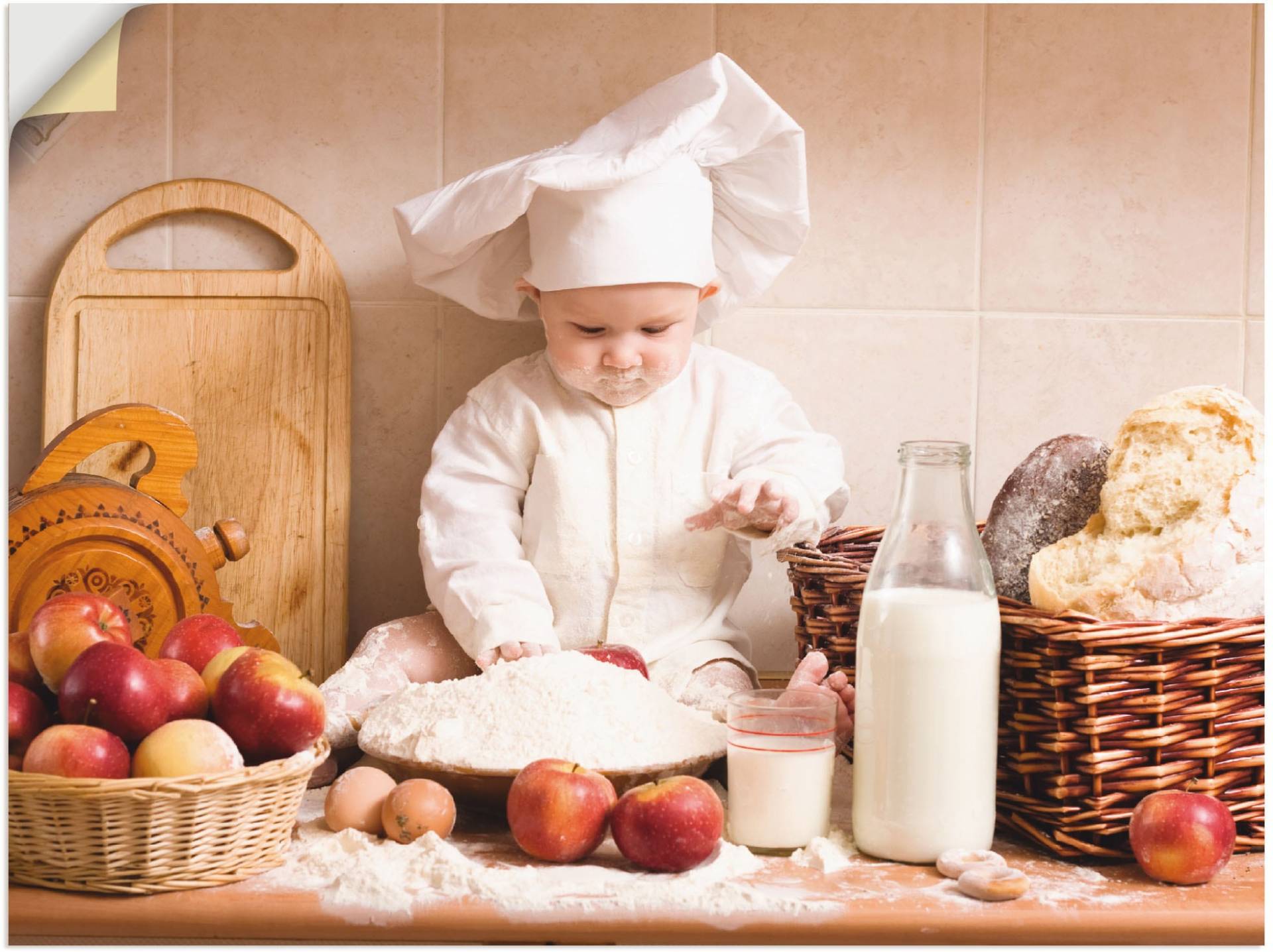 Artland Wandbild "Küche Junge Kind Backen", Bilder von Kindern, (1 St.) von Artland