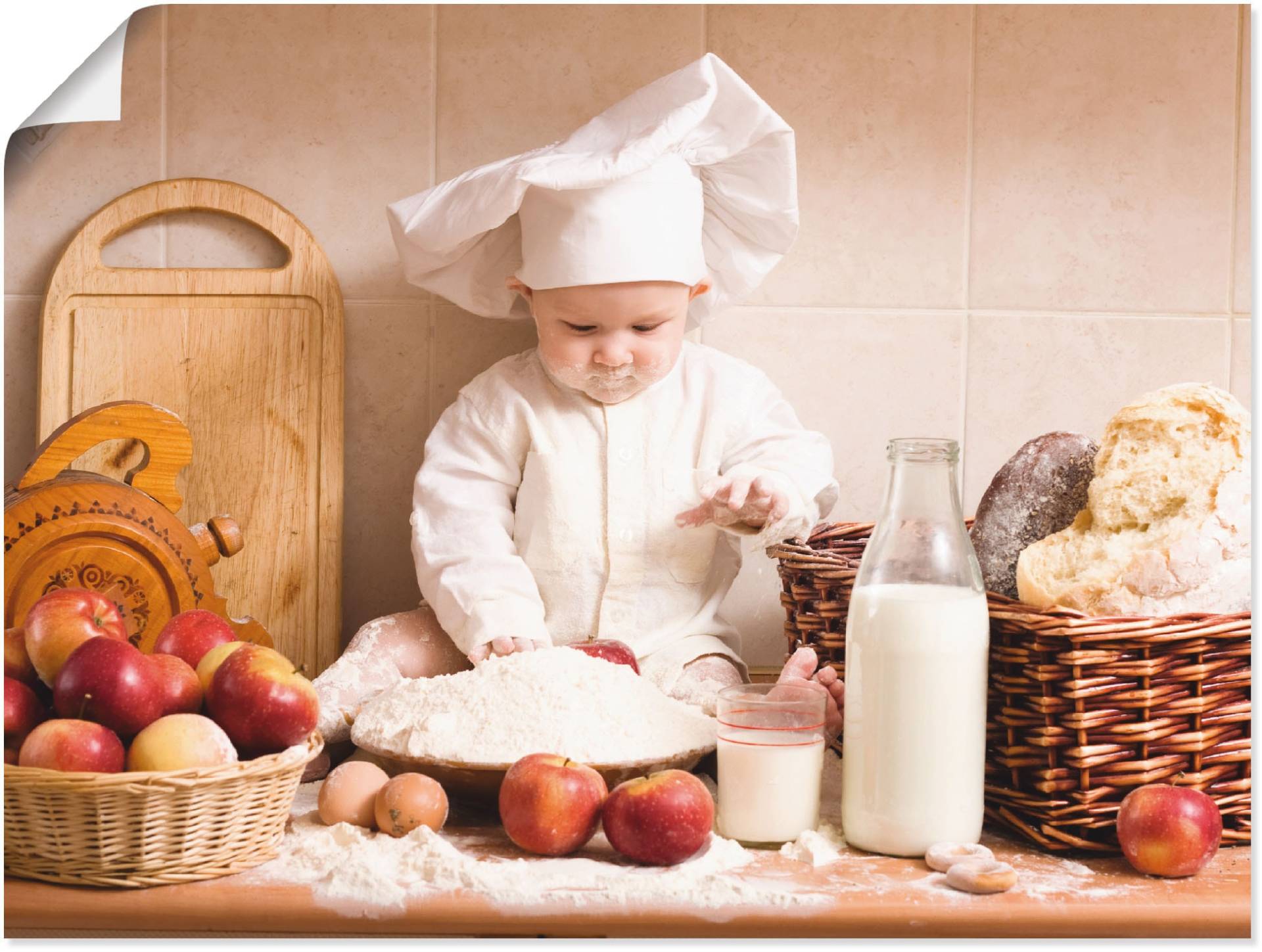 Artland Wandbild "Küche Junge Kind Backen", Bilder von Kindern, (1 St.) von Artland