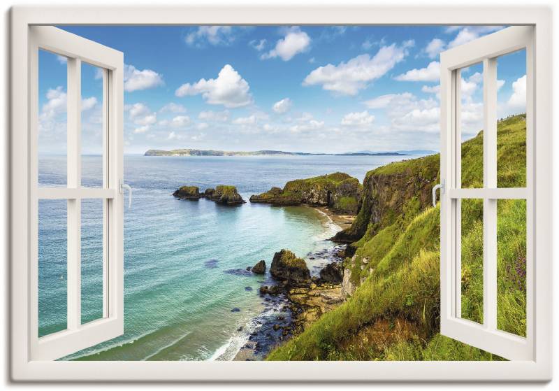 Artland Wandbild "Küstenweg in Nordirland durchs Fenster" Meer Bilder 1 Stk. tlg. als Leinwandbild, Wandaufkleber oder Poster in versch. Größen von Artland