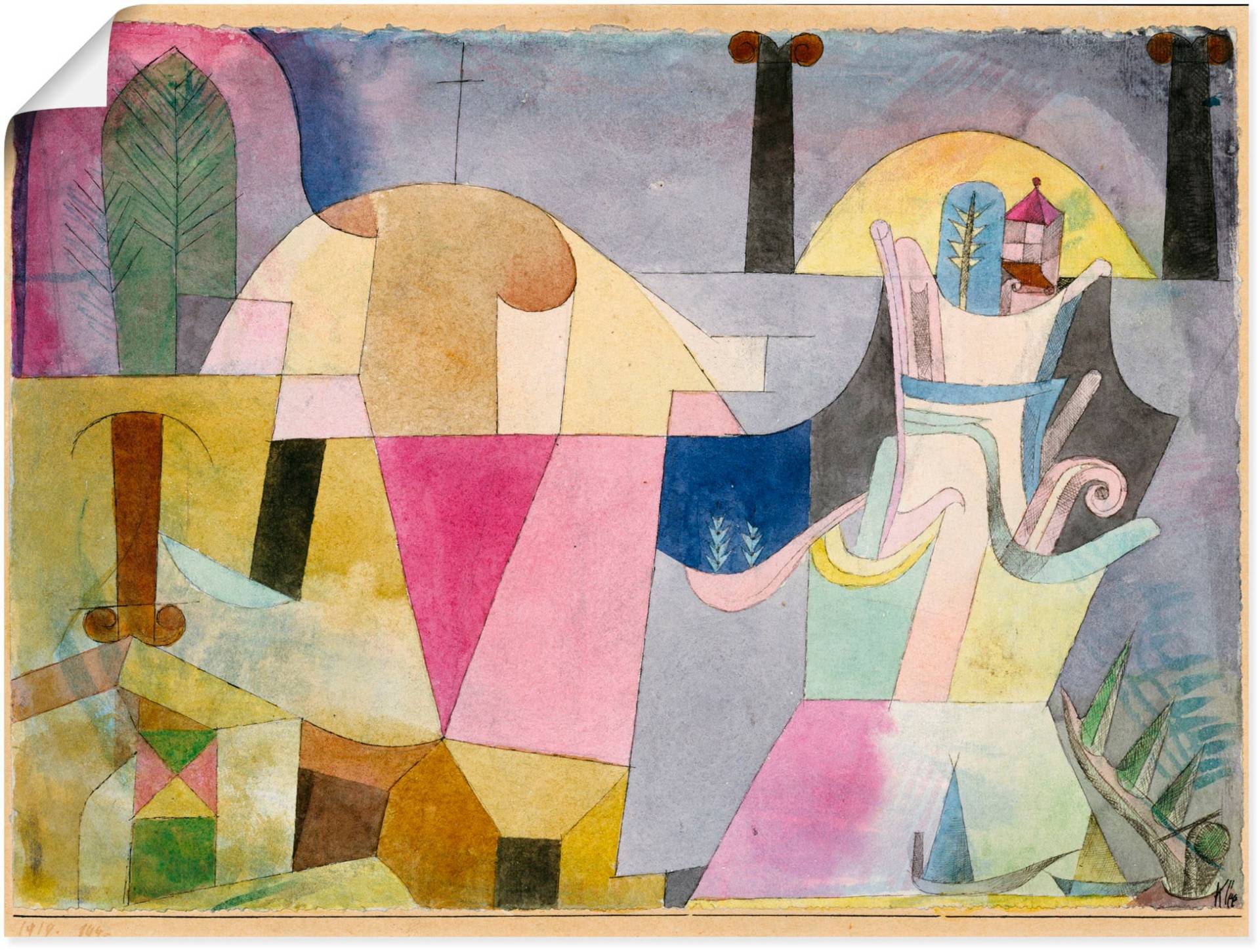 Artland Kunstdruck "Landschaft mit schwarzen Säulen. 1919.", Muster, (1 St.) von Artland