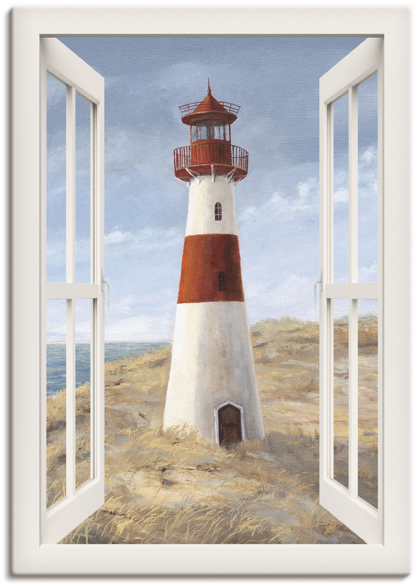 Artland Wandbild "Leuchtturm I Fensterblick" Gebäude 1 Stk. tlg. als Alubild, Leinwandbild, Poster in verschied. Größen von Artland