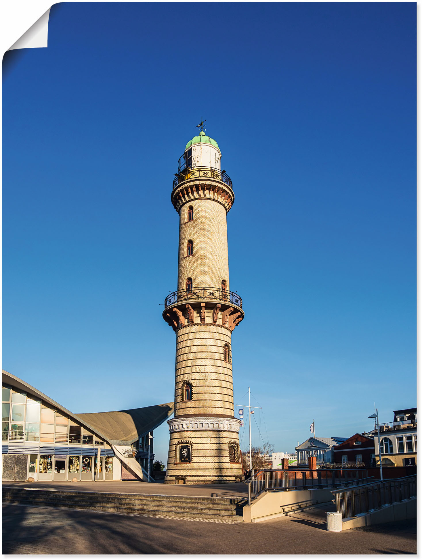 Artland Poster "Leuchtturm mit Teepott in Warnemünde II", Gebäude, (1 St.) von Artland