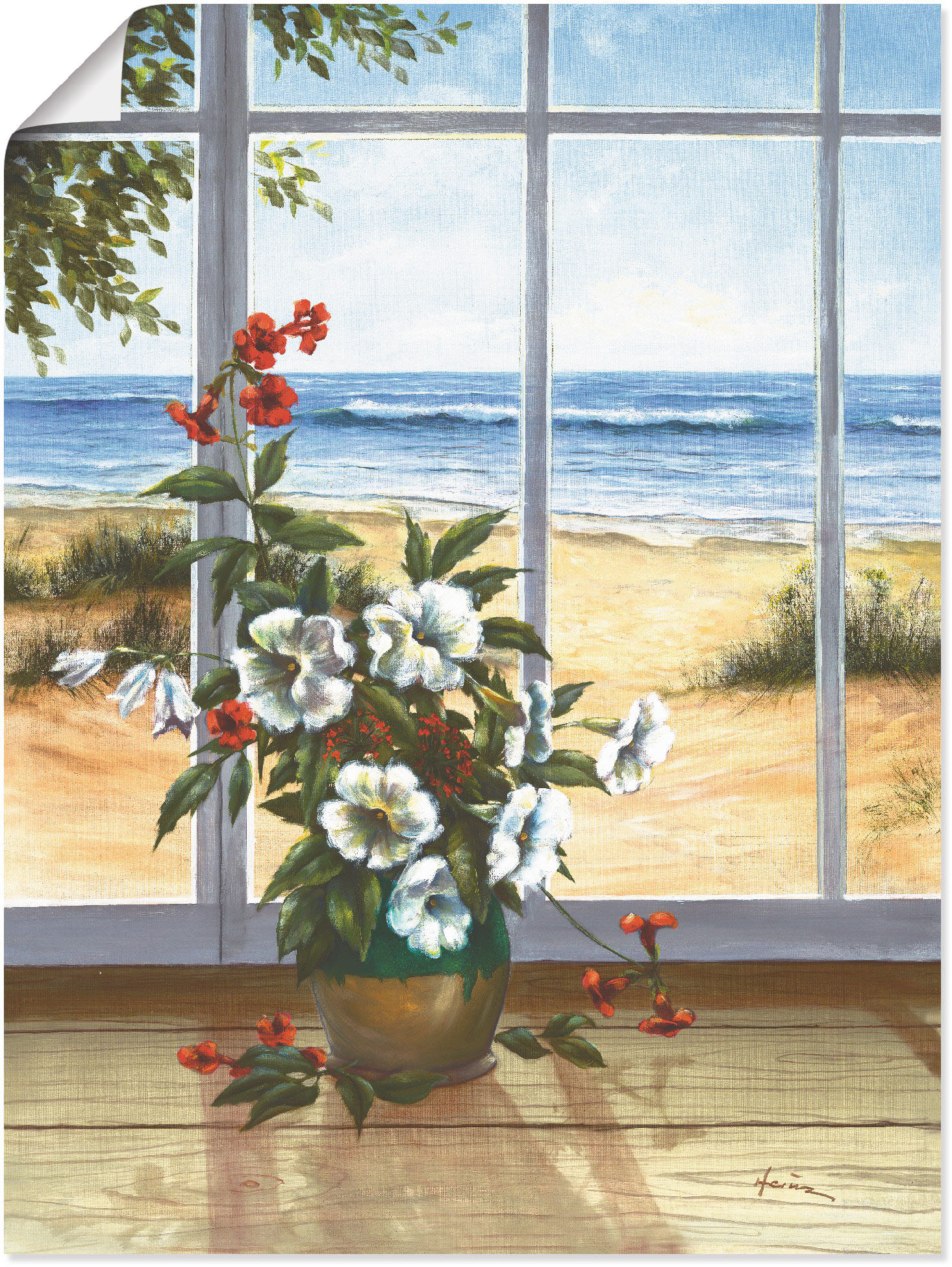 Artland Wandbild "Meerblick" Fensterblick 1 Stk. tlg. als Leinwandbild, Poster in verschied. Größen von Artland