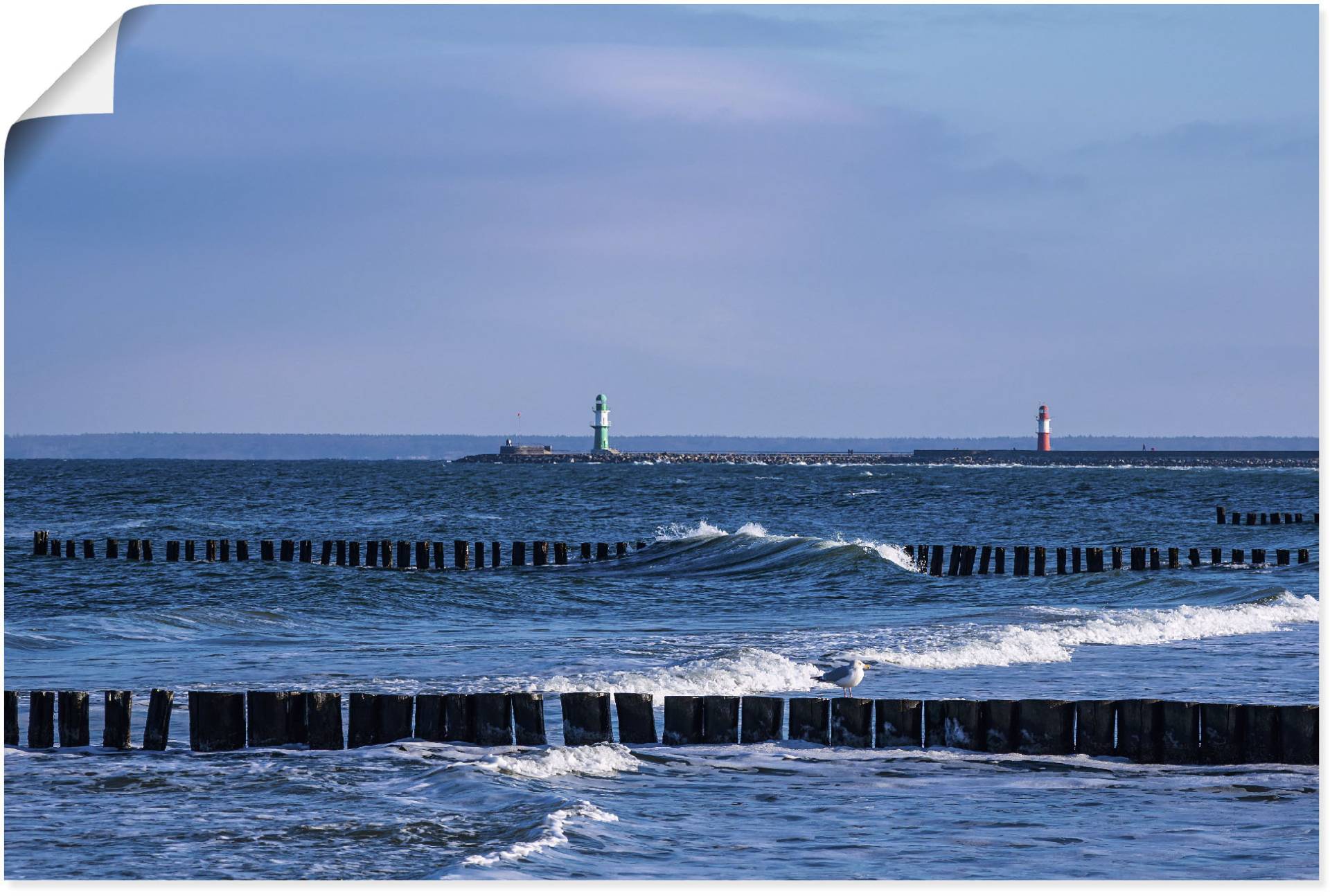 Artland Wandbild "Mole und Buhnen in Warnemünde II", Meer Bilder, (1 St.) von Artland