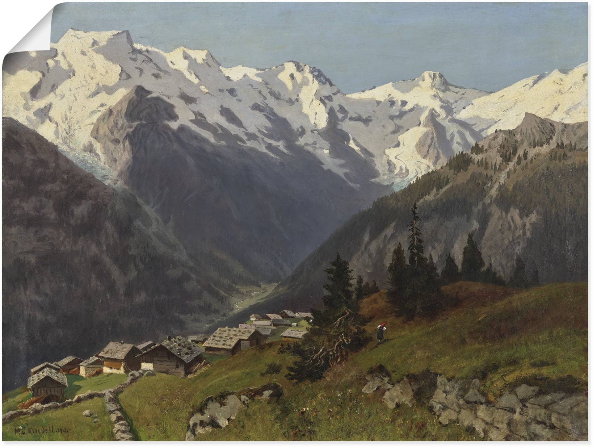 Artland Kunstdruck "Mürren im Berner Oberland, Schweiz. 1913", Berge & Alpenbilder, (1 St.) von Artland