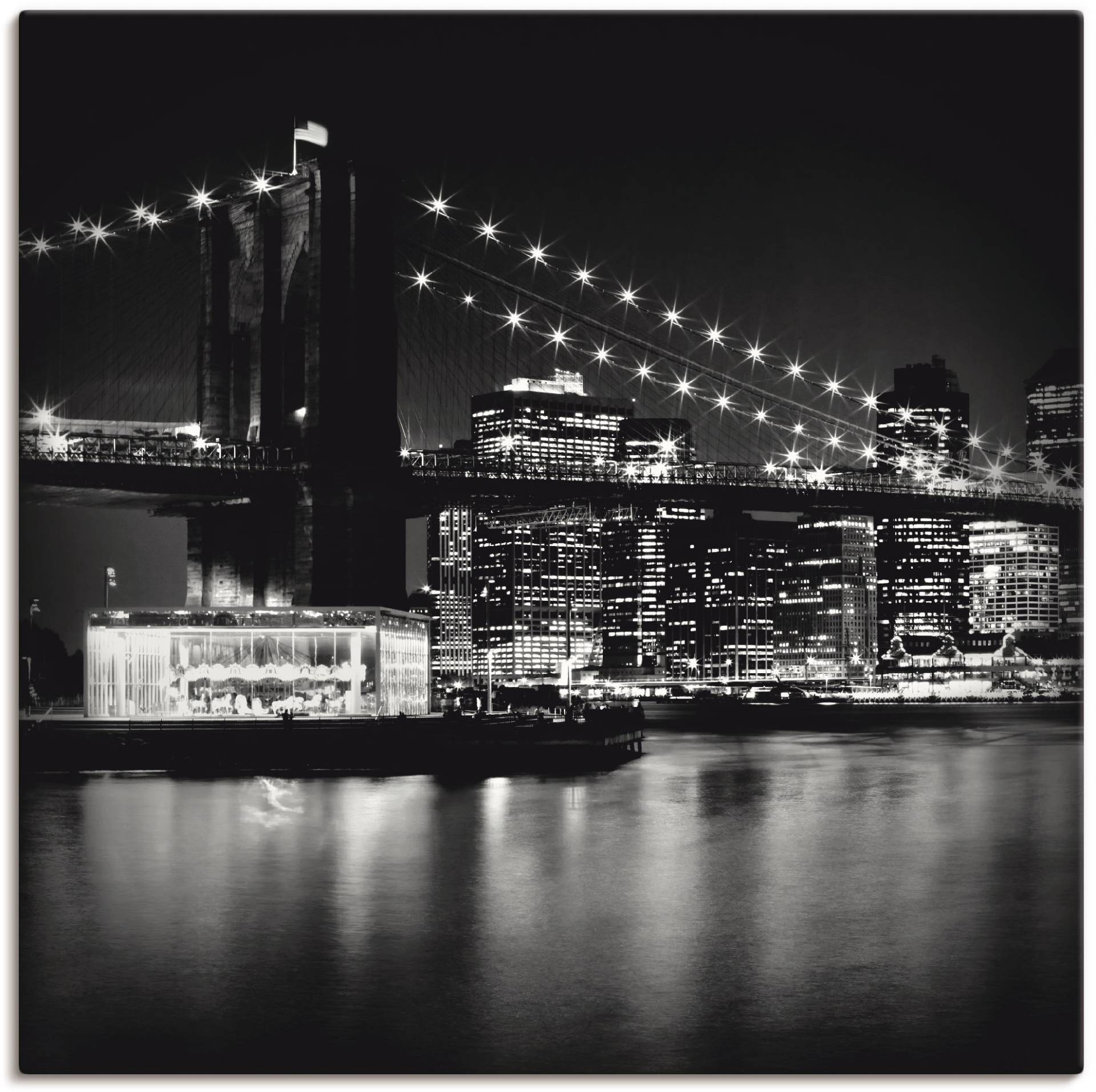 Artland Wandbild "NYC Brooklyn Bridge bei Nacht", Amerika, (1 St.), als Leinwandbild, Poster in verschied. Größen von Artland