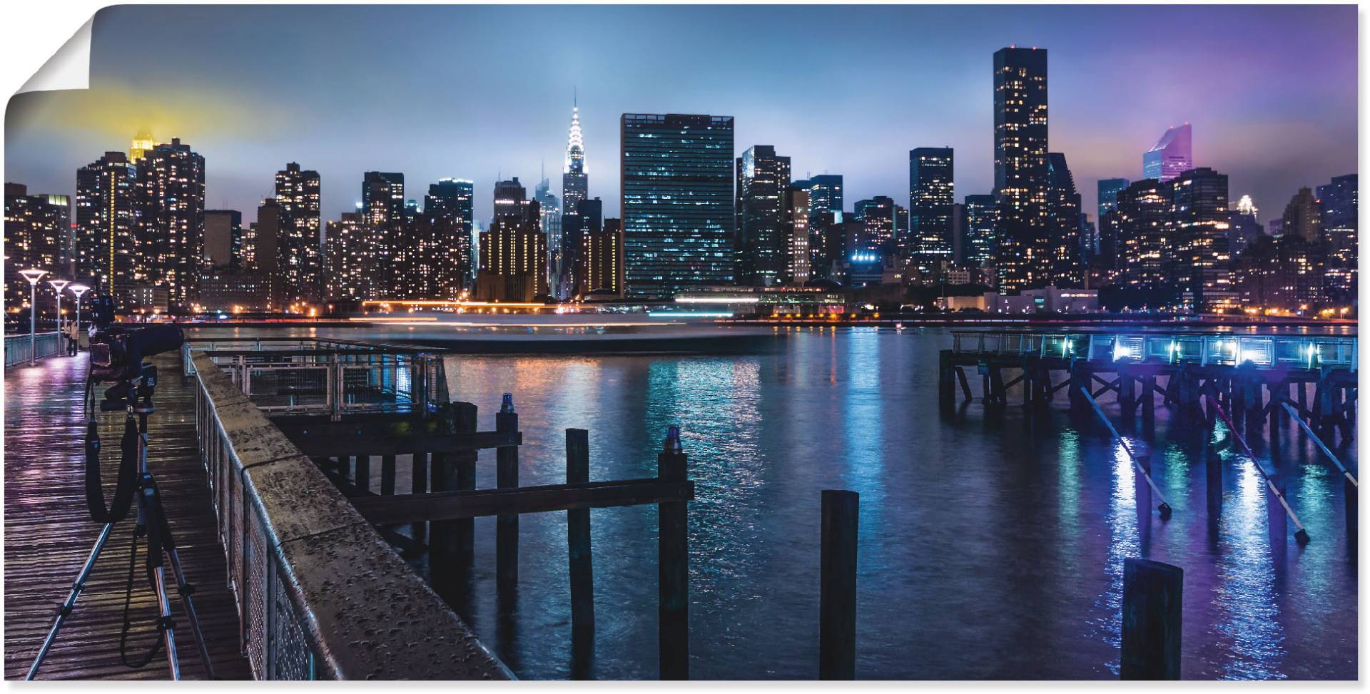 Artland Wandbild "New York Manhattan im Abendlicht", Amerika, (1 St.), als Leinwandbild, Poster in verschied. Größen von Artland