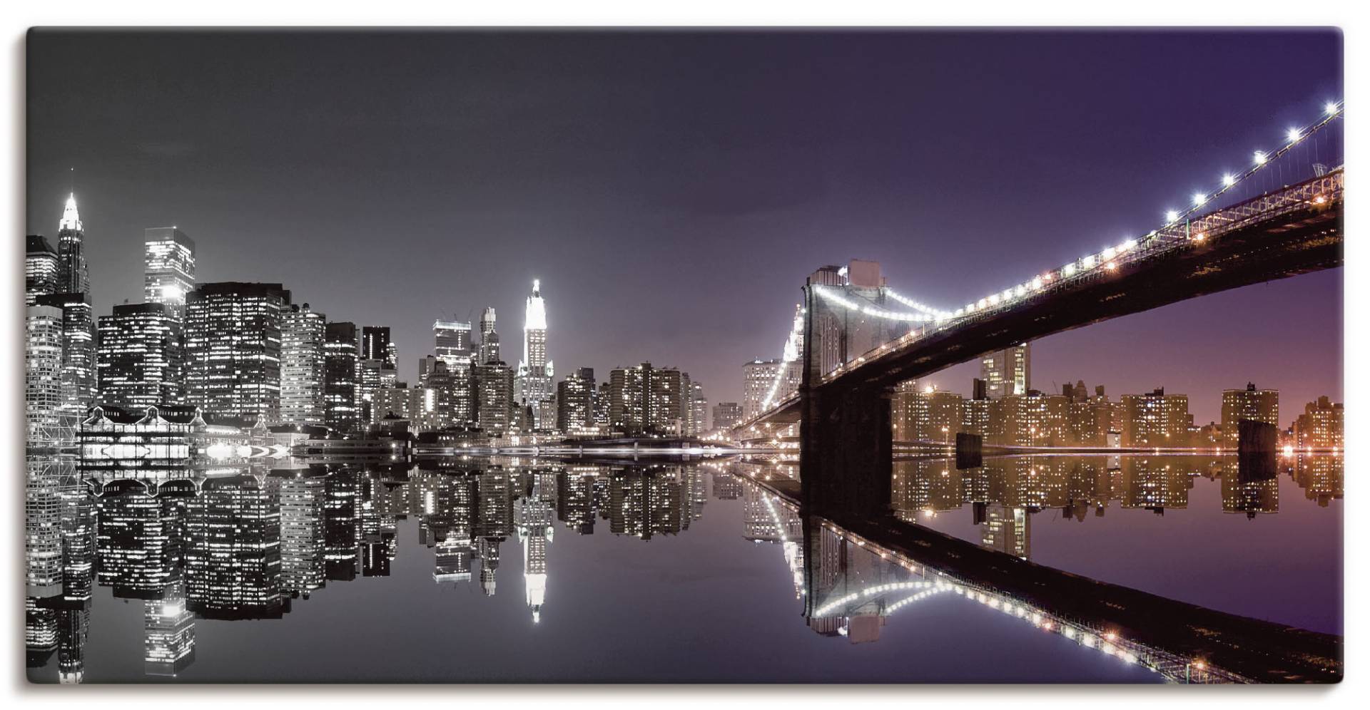 Artland Wandbild "New York Skyline nächtliche Reflektion", Amerika, (1 St.), als Leinwandbild, Poster, Wandaufkleber in verschied. Größen von Artland