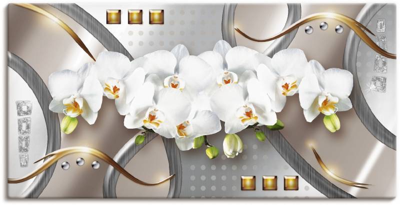 Artland Wandbild "Orchideen mit Elementen" Blumen 1 Stk. tlg. als Leinwandbild, Poster in verschied. Größen von Artland