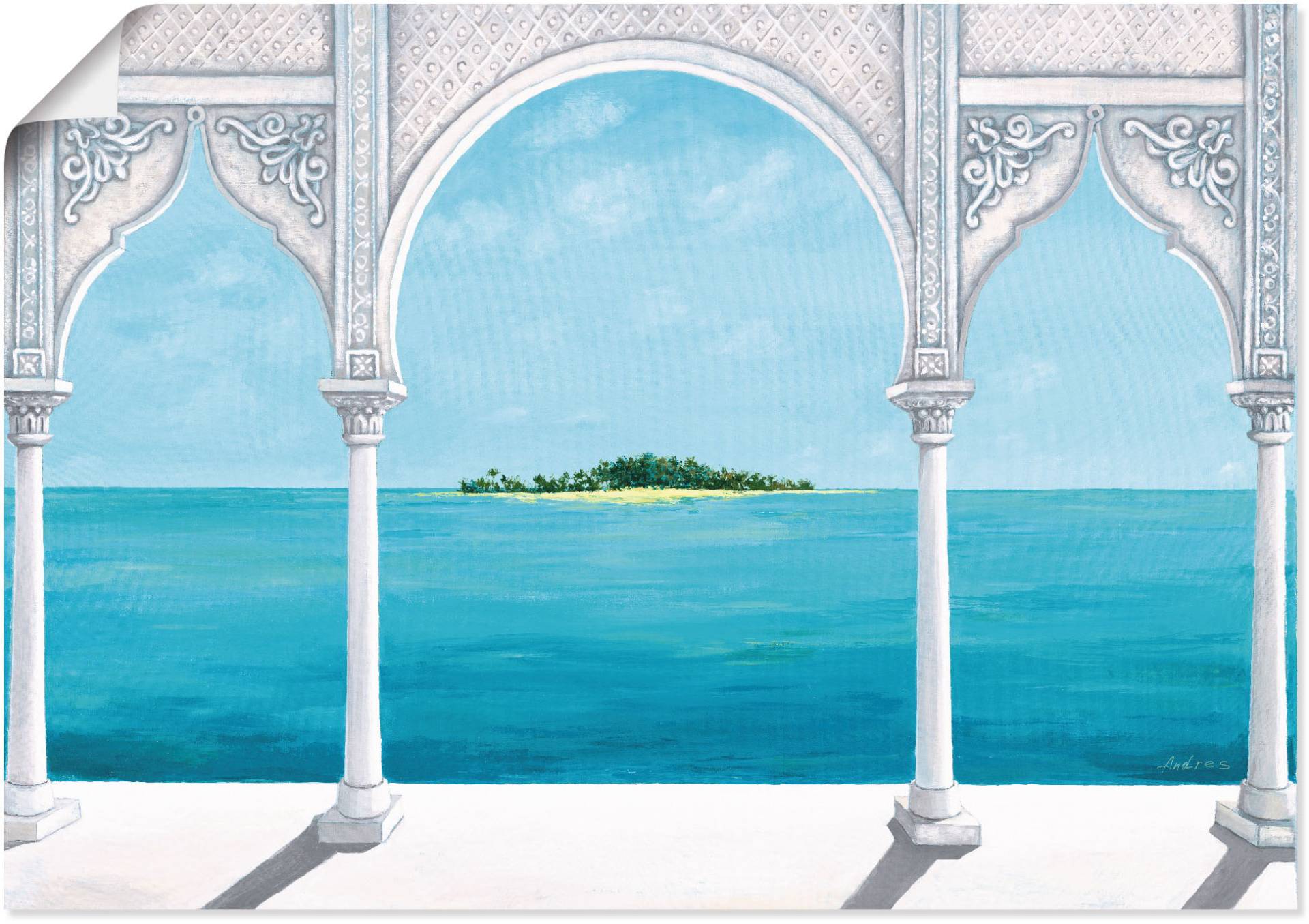 Artland Wandbild "Orientalische Karibik", Fensterblick, (1 St.), als Leinwandbild, Poster in verschied. Größen von Artland