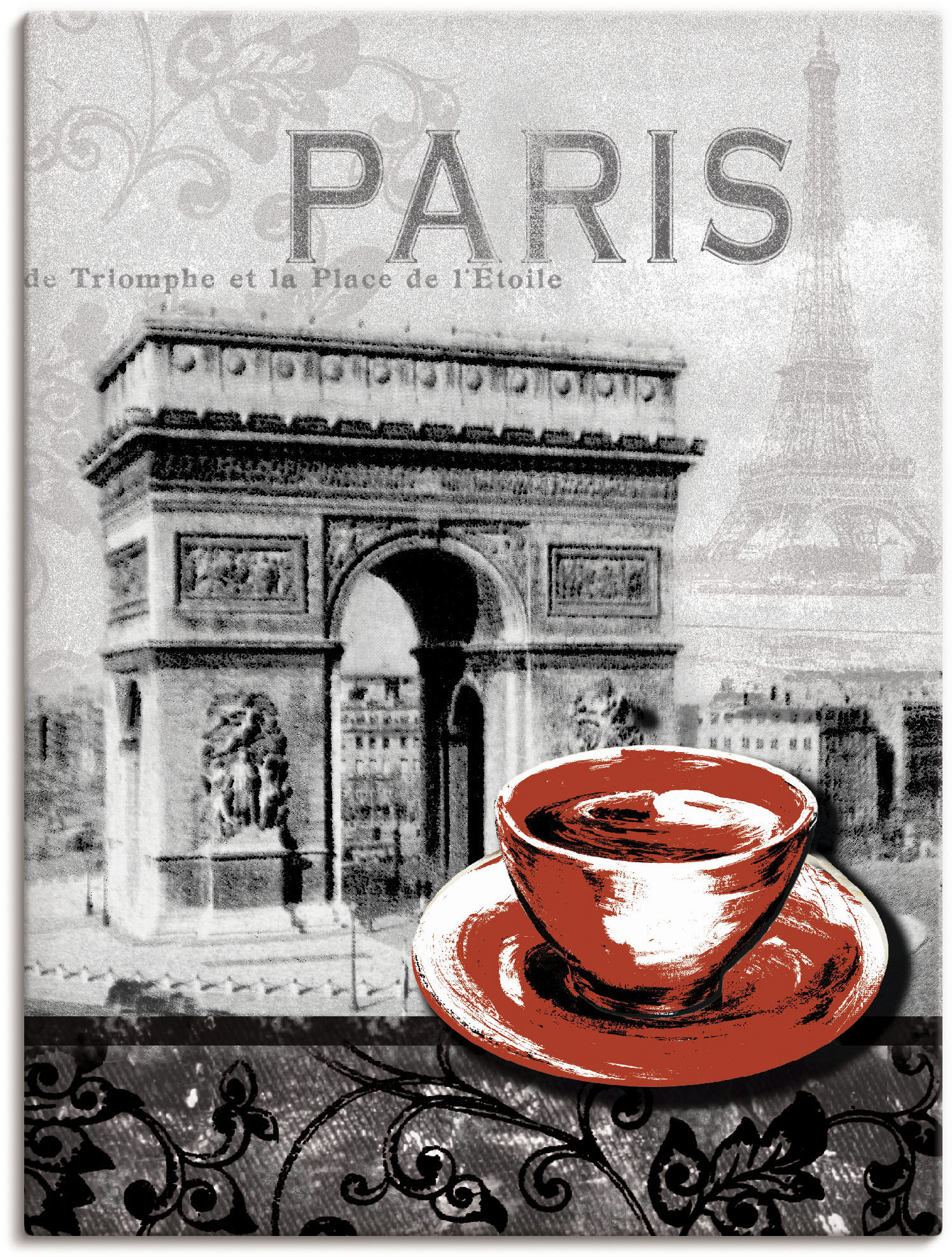 Artland Wandbild "Paris - Café au Lait - Milchkaffee", Gebäude, (1 St.), als Alubild, Outdoorbild, Leinwandbild, Poster, Wandaufkleber von Artland