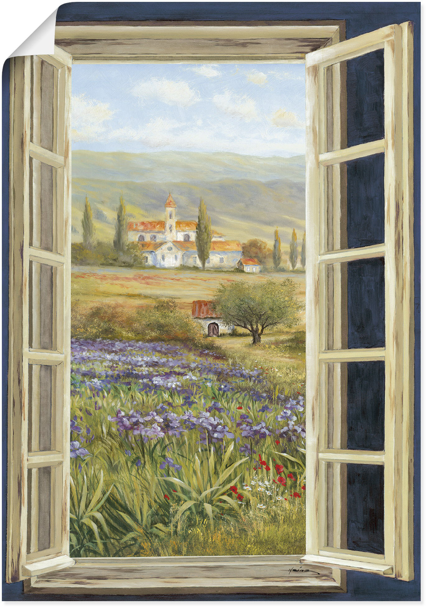 Artland Wandbild "Provence Fensterblick", Bilder von Europa, (1 St.) von Artland