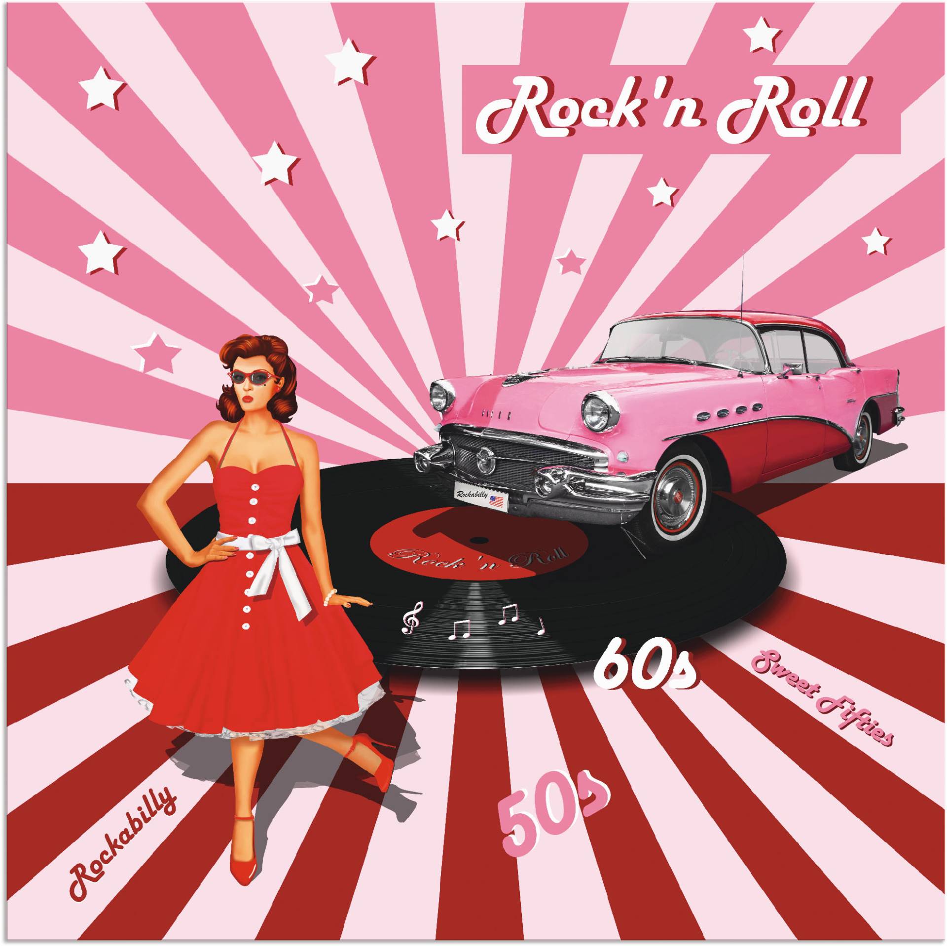 Artland Wandbild "Rockn Roll die 50er Jahre", Auto, (1 St.), als Alubild, Outdoorbild, Leinwandbild, Poster, Wandaufkleber von Artland