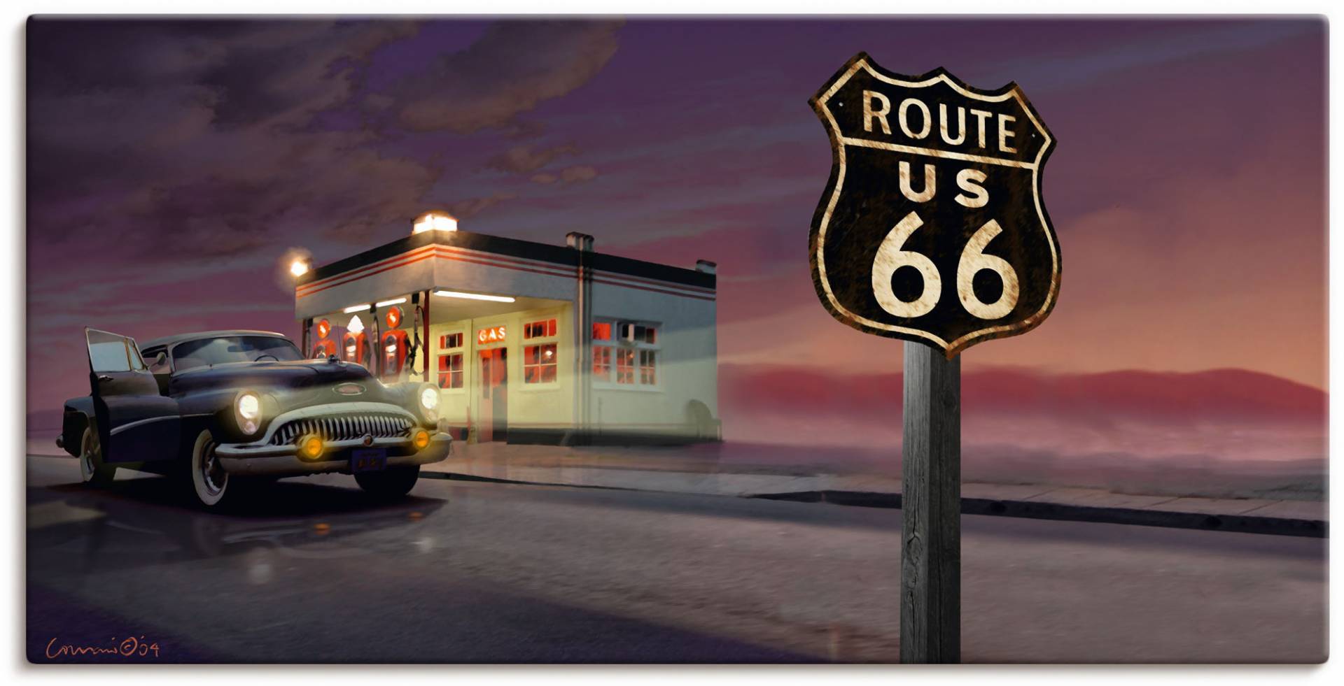 Artland Wandbild "Route 66", Bilder von Amerika, (1 St.) von Artland