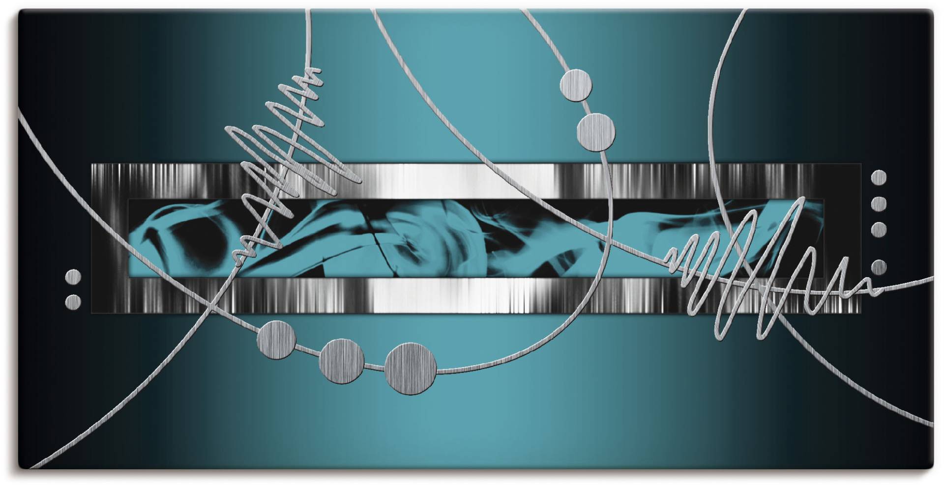 Artland Wandbild "Silber abstrakt auf petrol" Gegenstandslos 1 Stk. tlg. als Alubild, Outdoorbild, Leinwandbild, Poster, Wandaufkleber von Artland