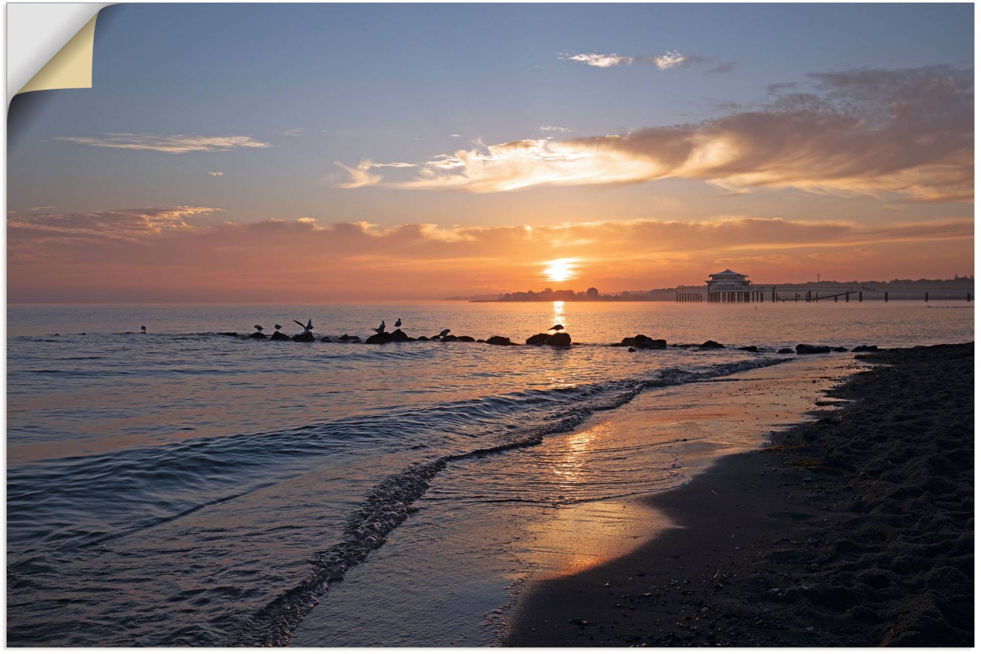 Artland Wandbild "Sonnenaufgang am Ostseestrand", (1 Stück), in vielen Größen & Produktarten - Alubild / Outdoorbild für den Außenbereich, Leinwandbild, Poster, Wandaufkleber / Wandtattoo auch für Badezimmer geeignet von Artland