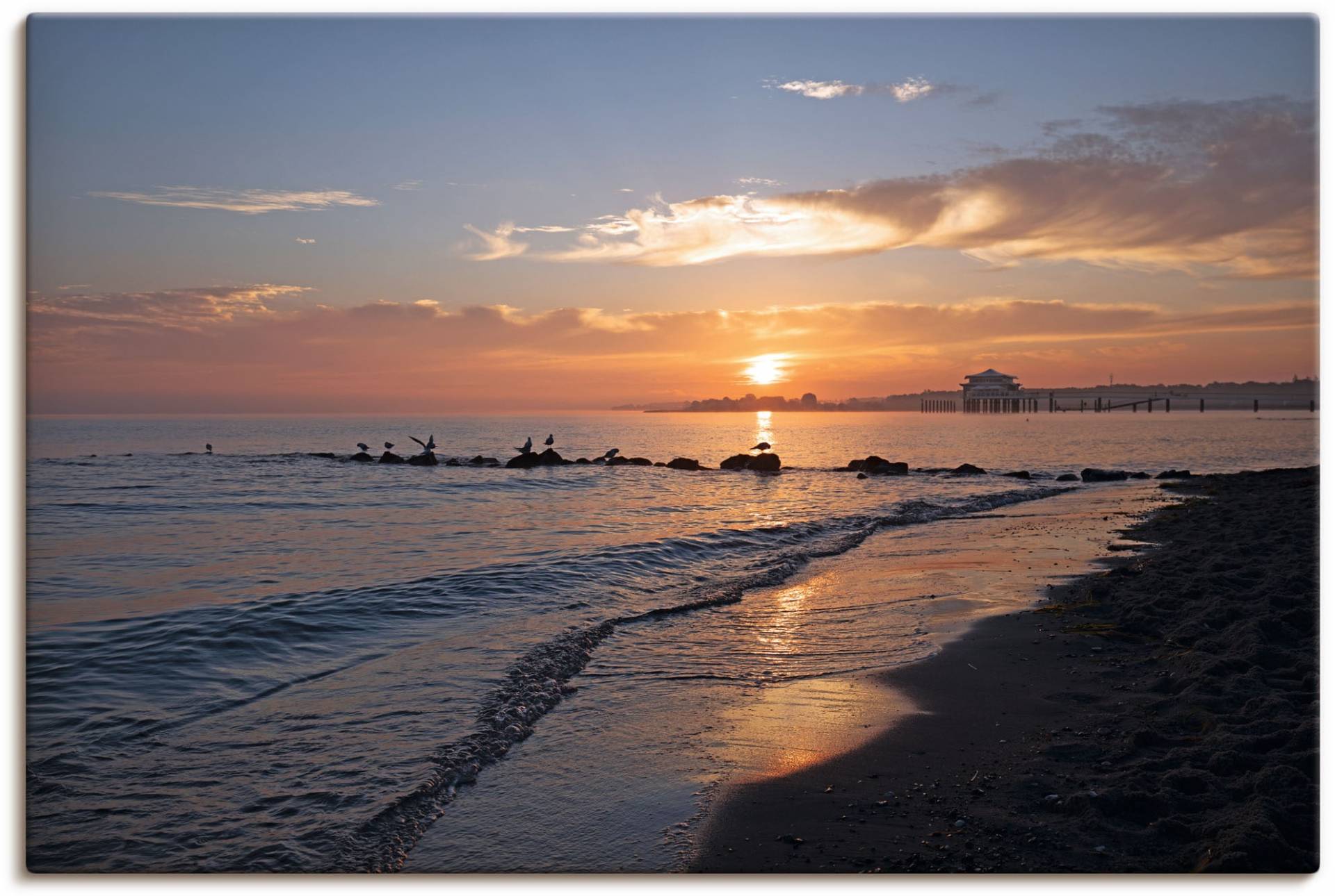 Artland Wandbild "Sonnenaufgang am Ostseestrand", (1 Stück), in vielen Größen & Produktarten - Alubild / Outdoorbild für den Außenbereich, Leinwandbild, Poster, Wandaufkleber / Wandtattoo auch für Badezimmer geeignet von Artland