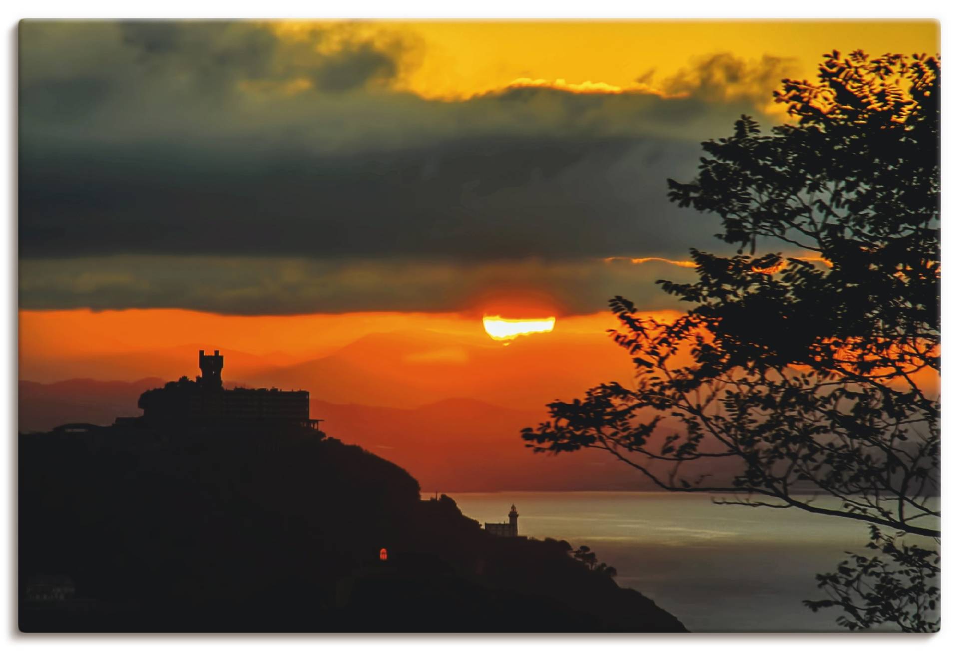 Artland Wandbild "Sonnenuntergang San Sebastian Donostia", Sonnenaufgang & -untergang (1 Stück), in vielen Größen & Produktarten - Alubild / Outdoorbild, Leinwandbild, Poster, Wandaufkleber / Wandtattoo auch für Badezimmer geeignet von Artland