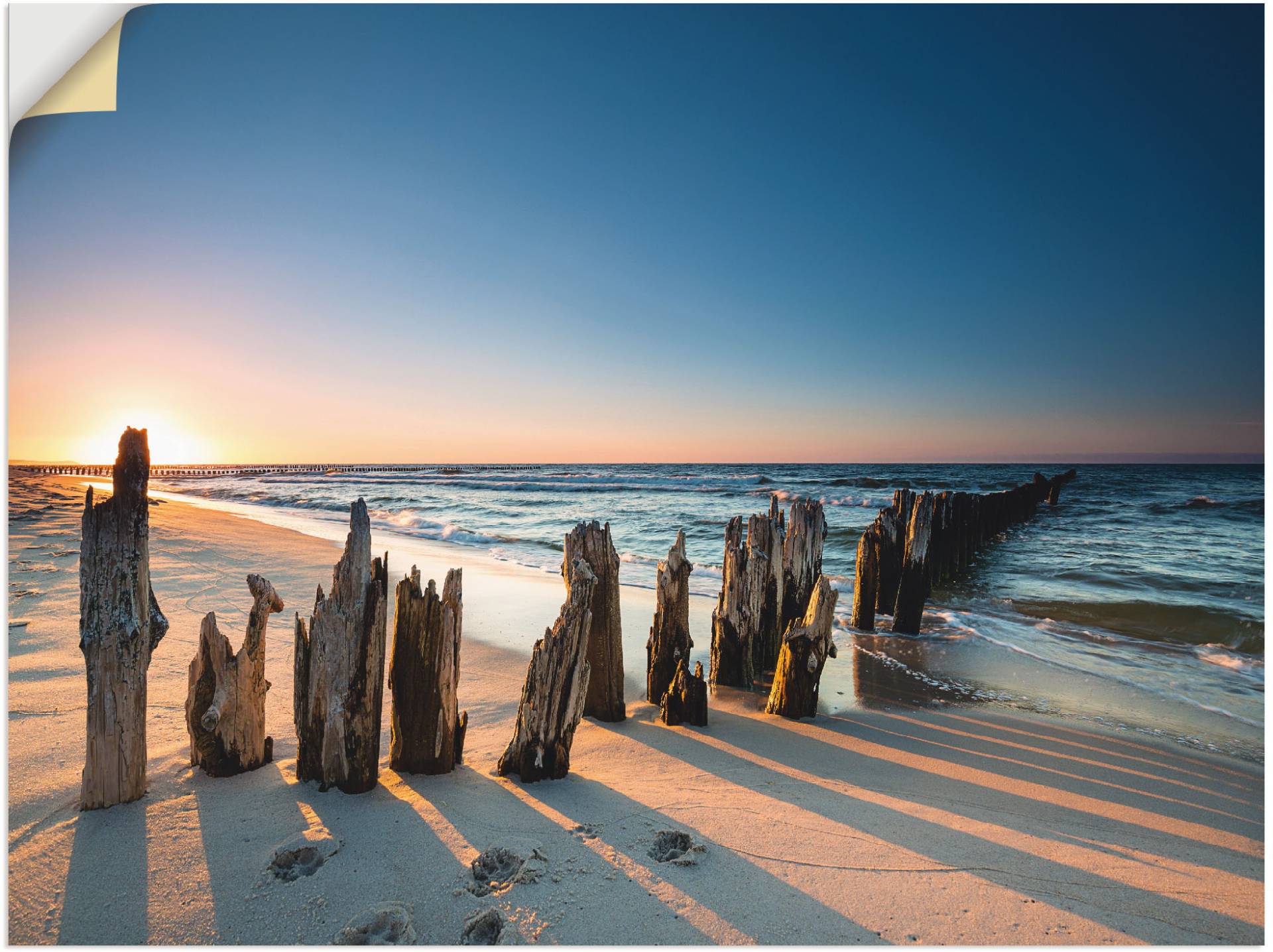 Artland Wandbild "Sonnenuntergang Strand Wellenbrecher", Meer Bilder, (1 St.) von Artland