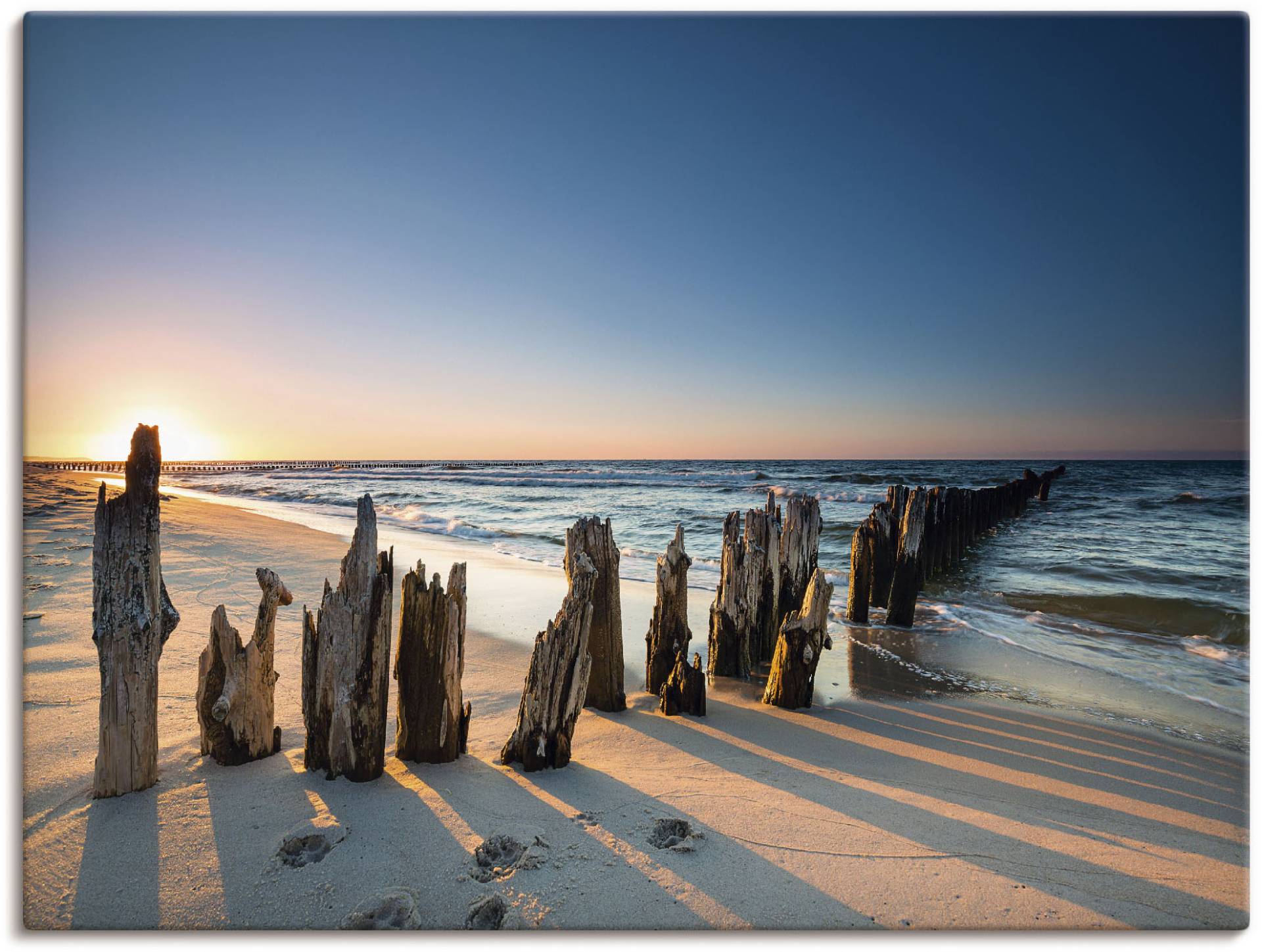 Artland Wandbild "Sonnenuntergang Strand Wellenbrecher", Meer Bilder, (1 St.) von Artland