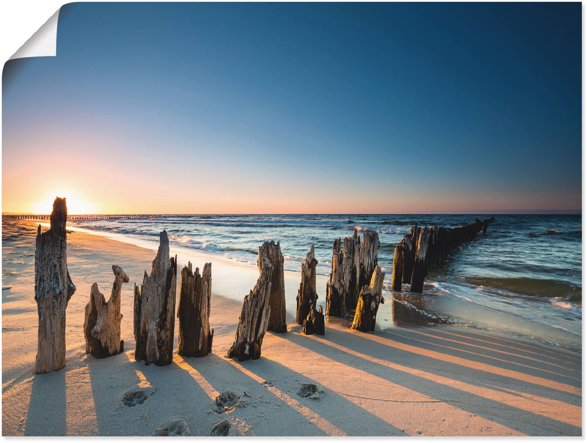 Artland Wandbild "Sonnenuntergang Strand Wellenbrecher", Meer Bilder, (1 St.) von Artland