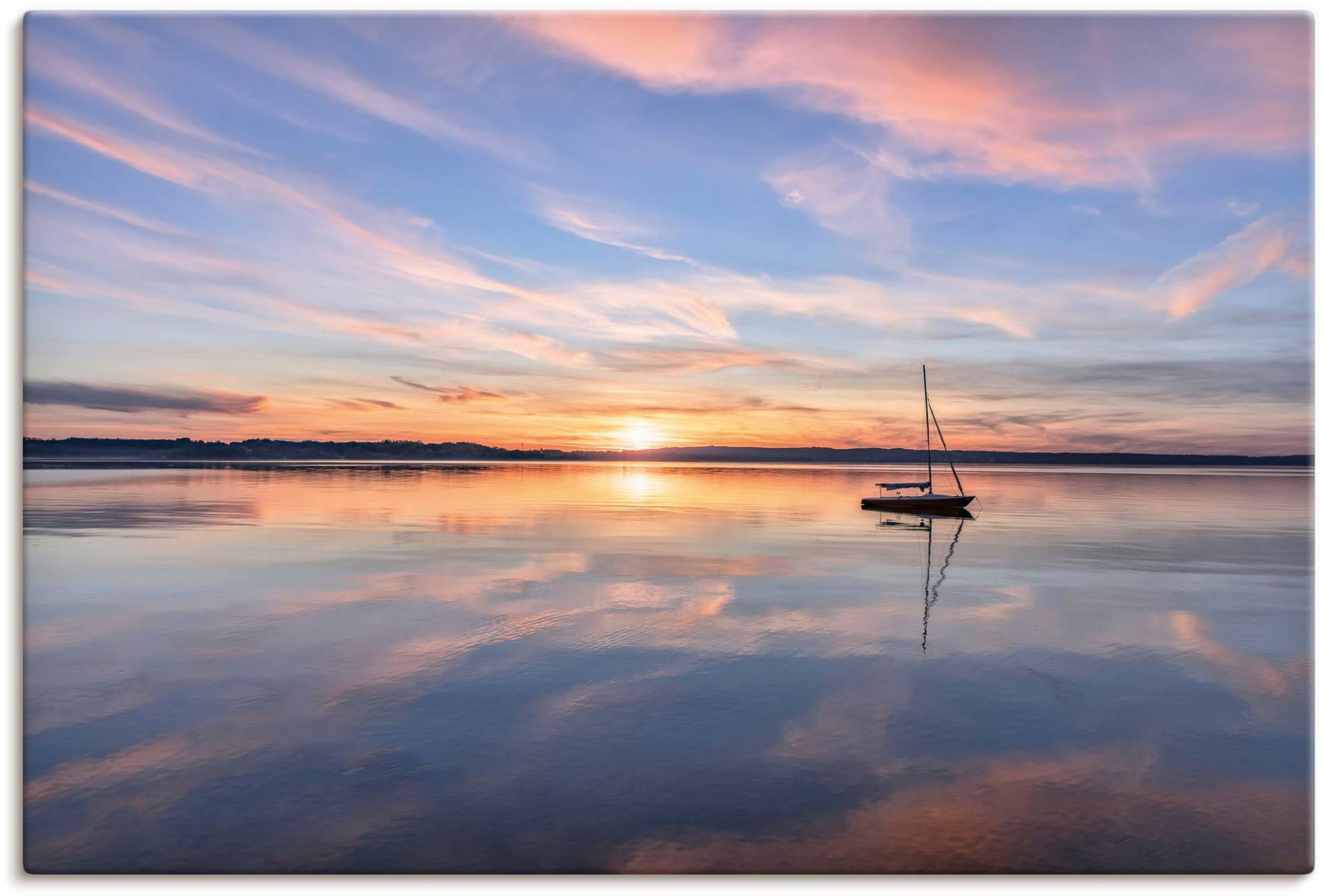 Artland Wandbild "Sonnenuntergang am Starnberger See II", Bilder vom Sonnenuntergang & -aufgang, (1 St.), in vielen Größen & Produktarten von Artland