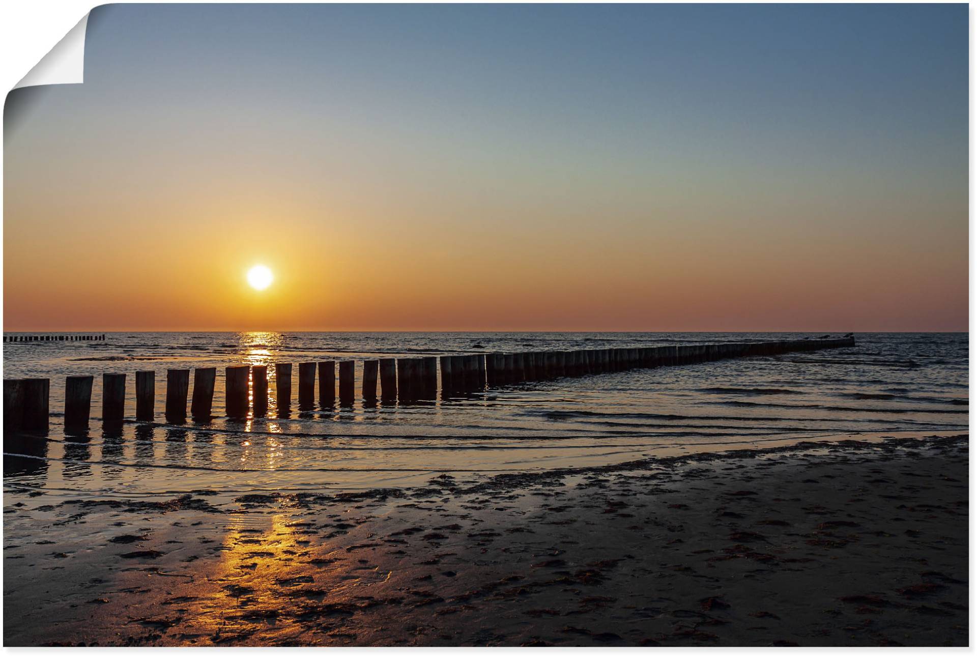 Artland Wandbild "Sonnenuntergang an Ostsee Insel Poel", Bilder vom Sonnenuntergang & -aufgang (1 Stück), in vielen Größen & Produktarten - Alubild / Outdoorbild, Leinwandbild, Poster, Wandaufkleber / Wandtattoo auch für Badezimmer geeignet von Artland