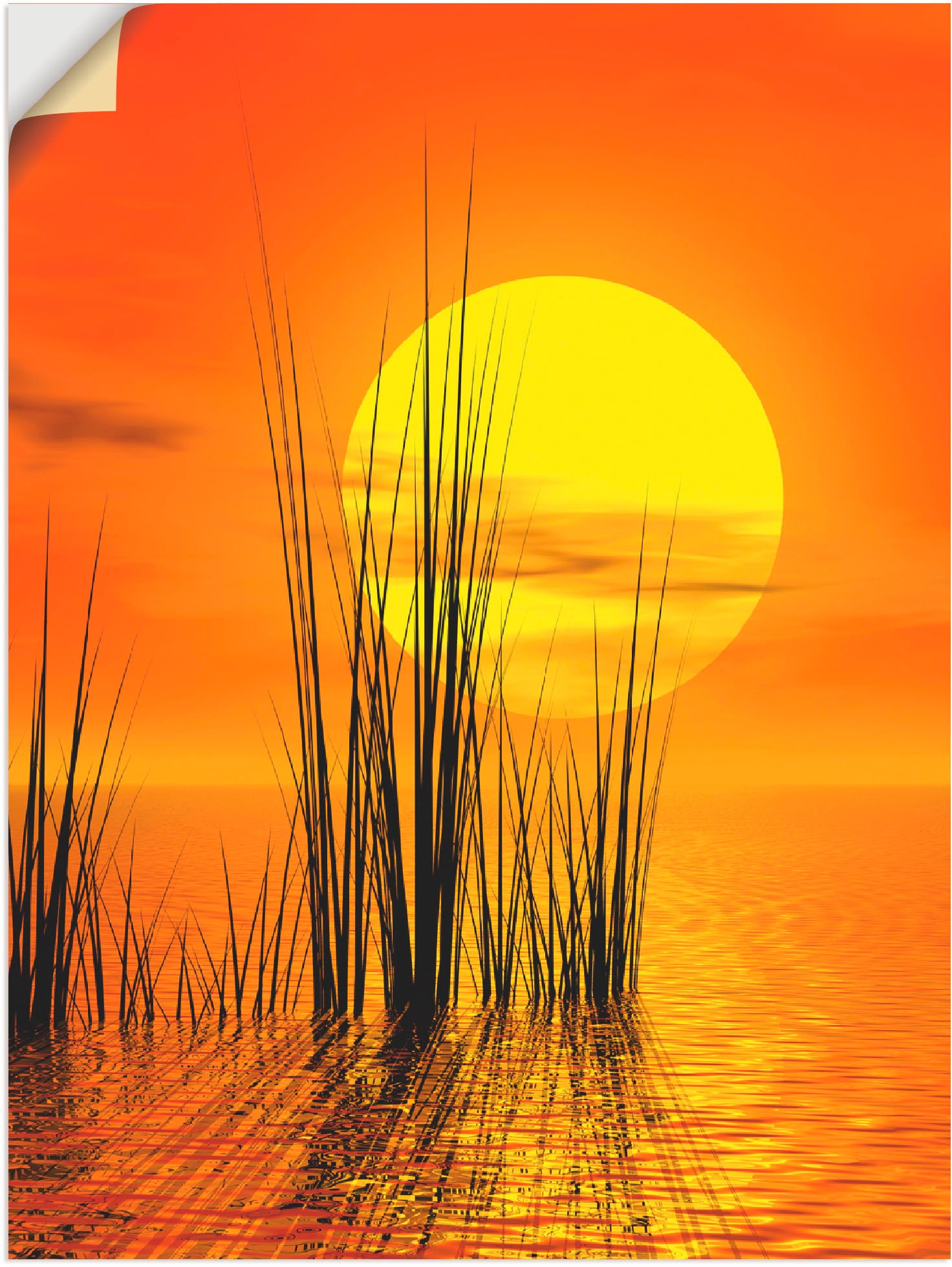 Artland Wandbild "Sonnenuntergang mit Schilf", Sonnenaufgang & -untergang, (1 St.), als Leinwandbild, Poster, Wandaufkleber in verschied. Größen von Artland