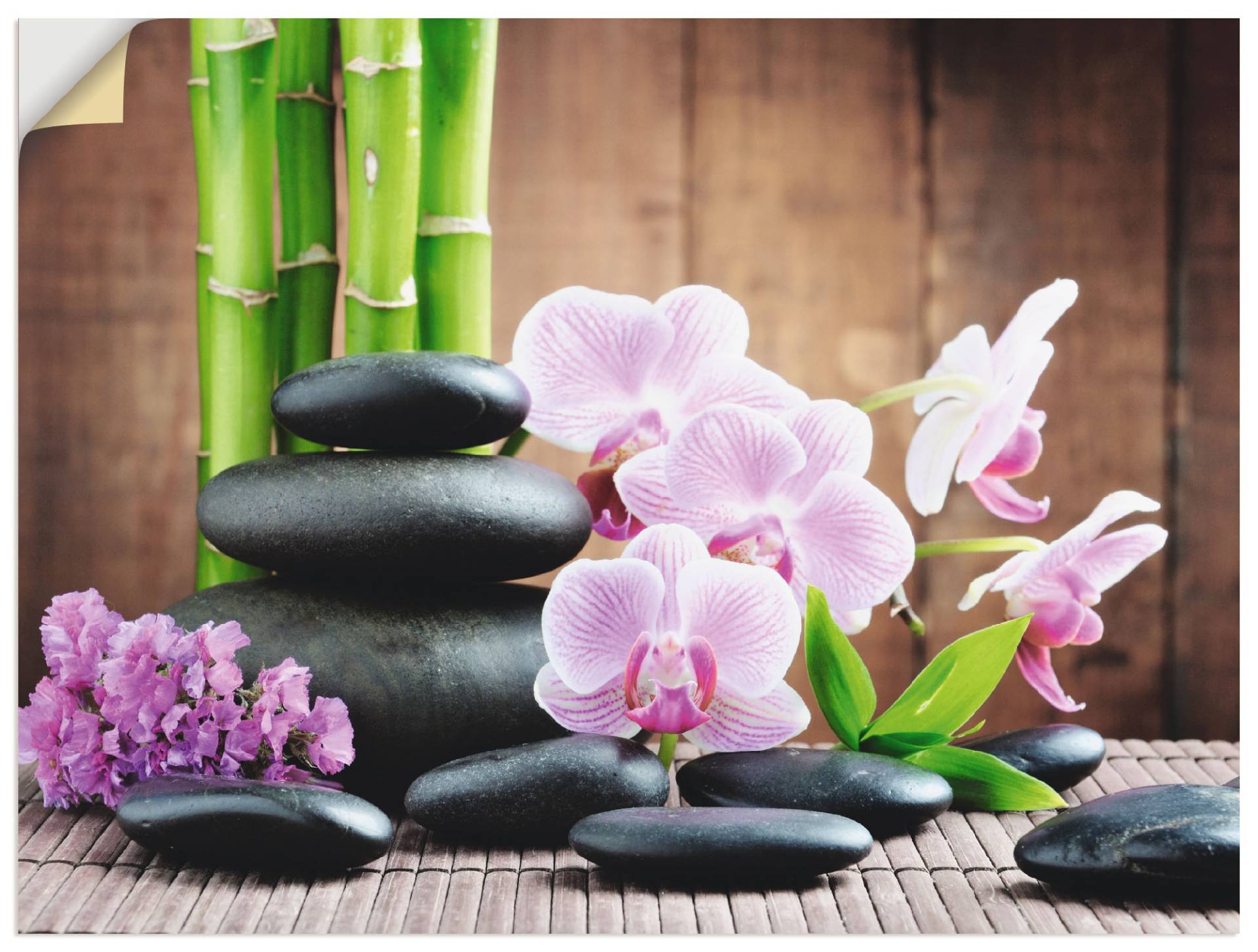 Artland Wandbild "Spa Konzept Zen Steinen Orchideen", Zen, (1 St.), als Leinwandbild, Poster, Wandaufkleber in verschied. Größen von Artland
