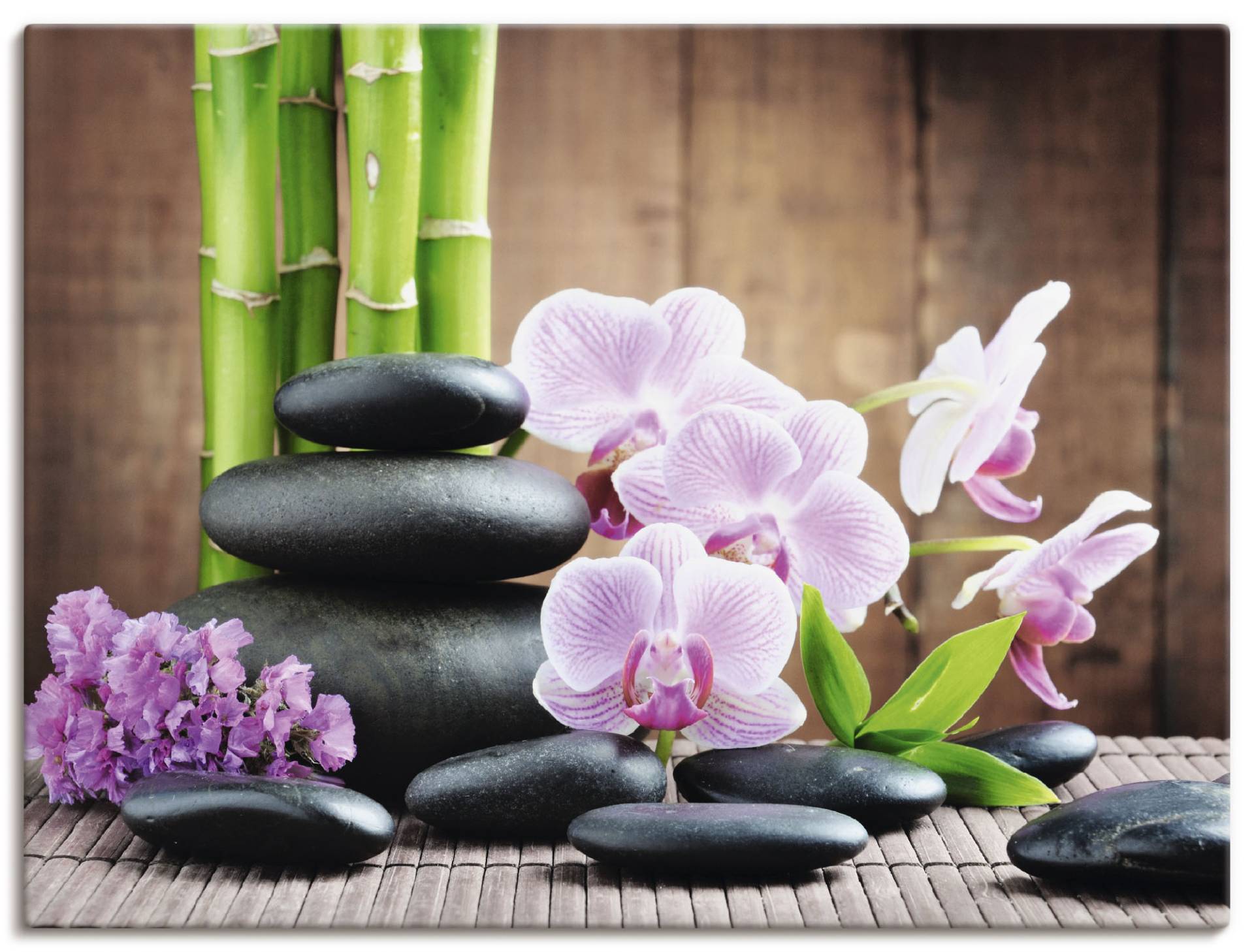 Artland Wandbild "Spa Konzept Zen Steinen Orchideen", Zen, (1 St.), als Leinwandbild, Poster, Wandaufkleber in verschied. Größen von Artland