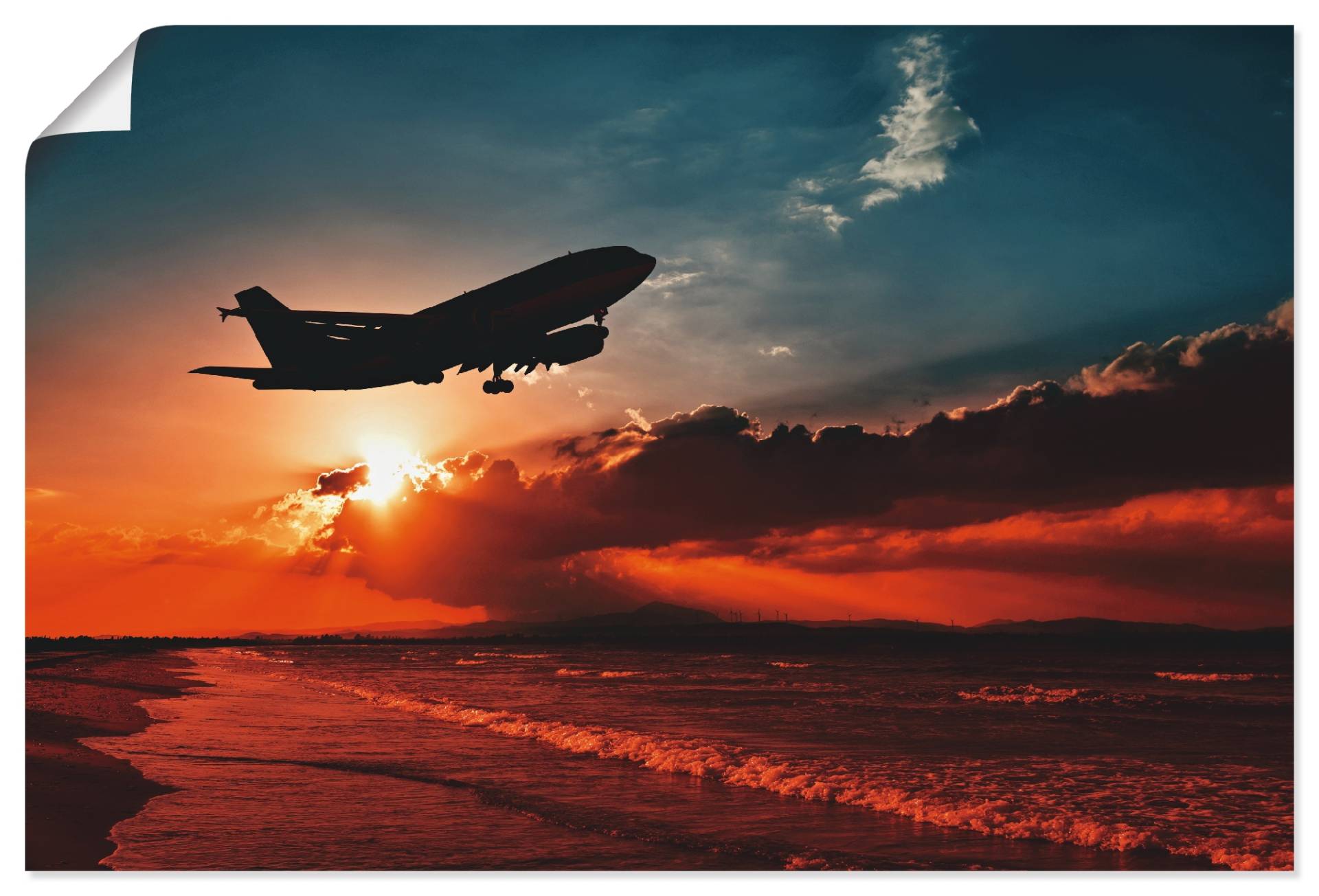 Artland Poster "Startendes Linienflugzeug am Abendhimmel", Flugzeuge & Helikopter, (1 St.) von Artland