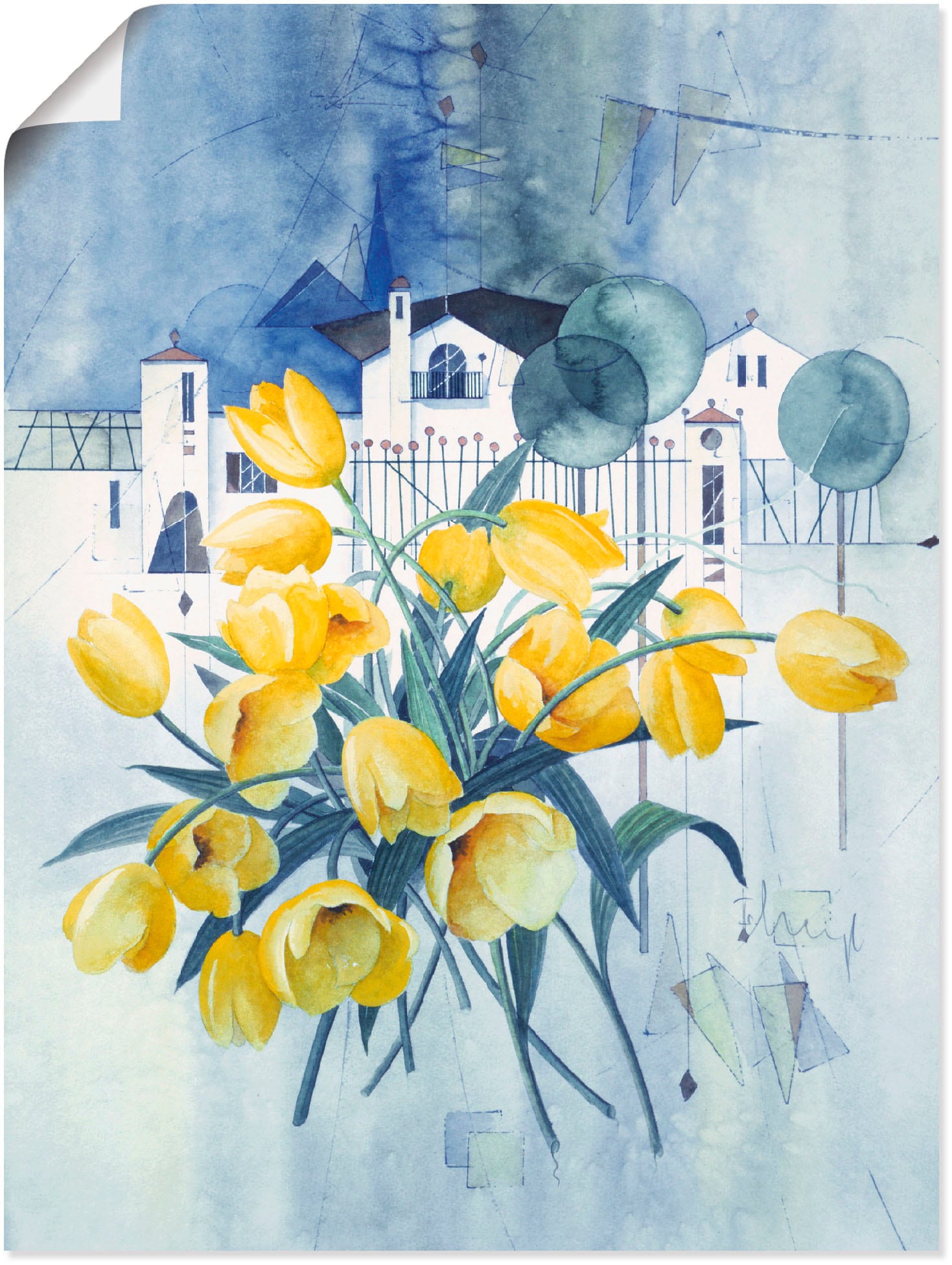 Artland Poster "Ansicht mit Tulpen", Blumen, (1 St.) von Artland
