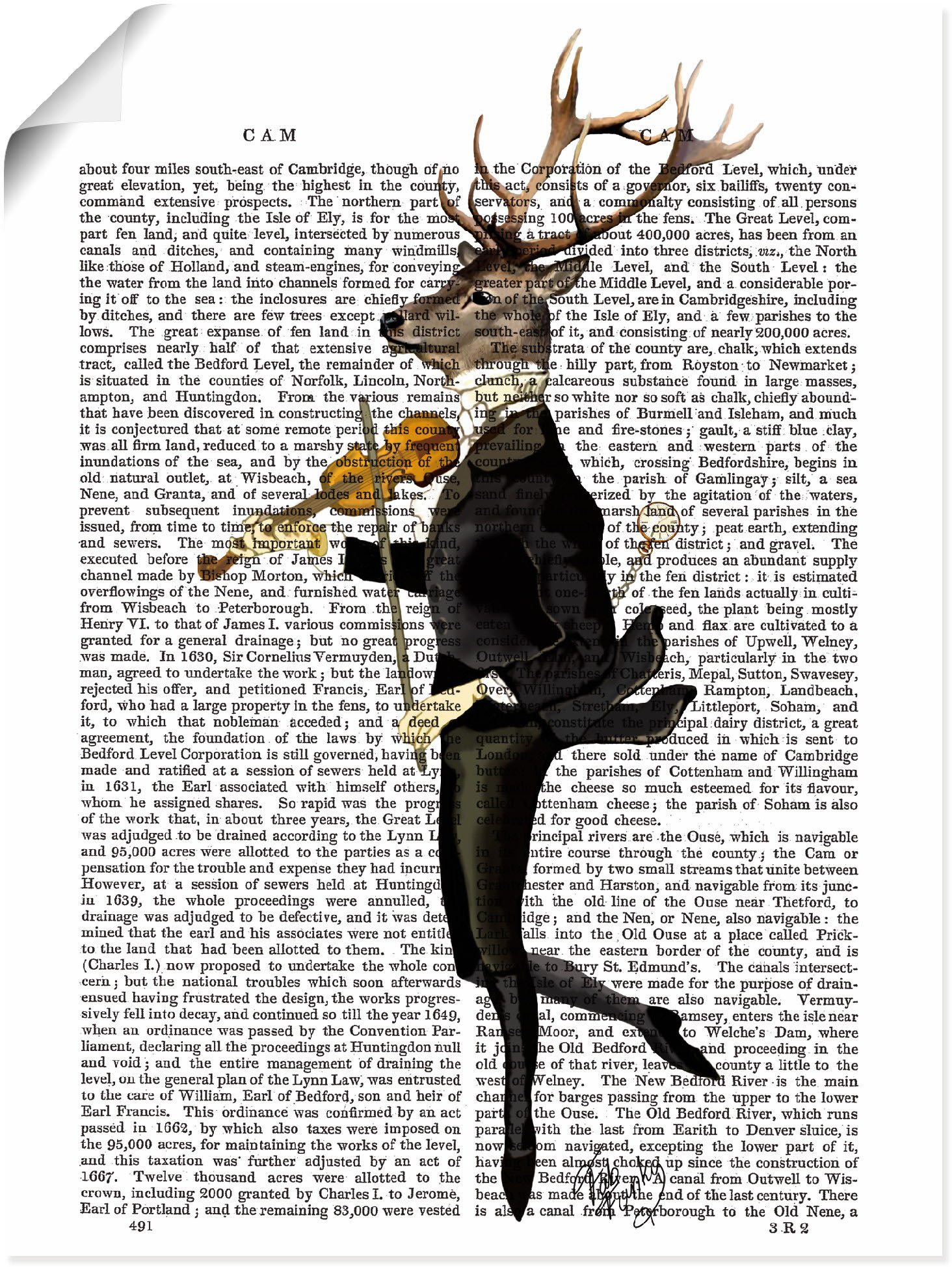 Artland Wandbild "Tanzender Hirsch mit Violine", Humor, (1 St.), als Leinwandbild, Poster, Wandaufkleber in verschied. Größen von Artland