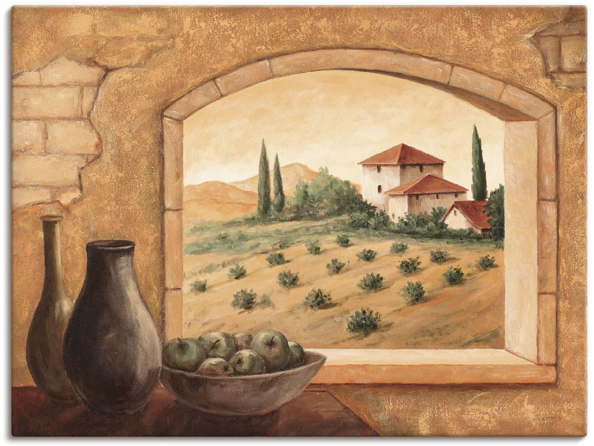 Artland Wandbild "Toskana", Fensterblick, (1 St.), als Alubild, Outdoorbild, Leinwandbild, Poster in verschied. Größen von Artland