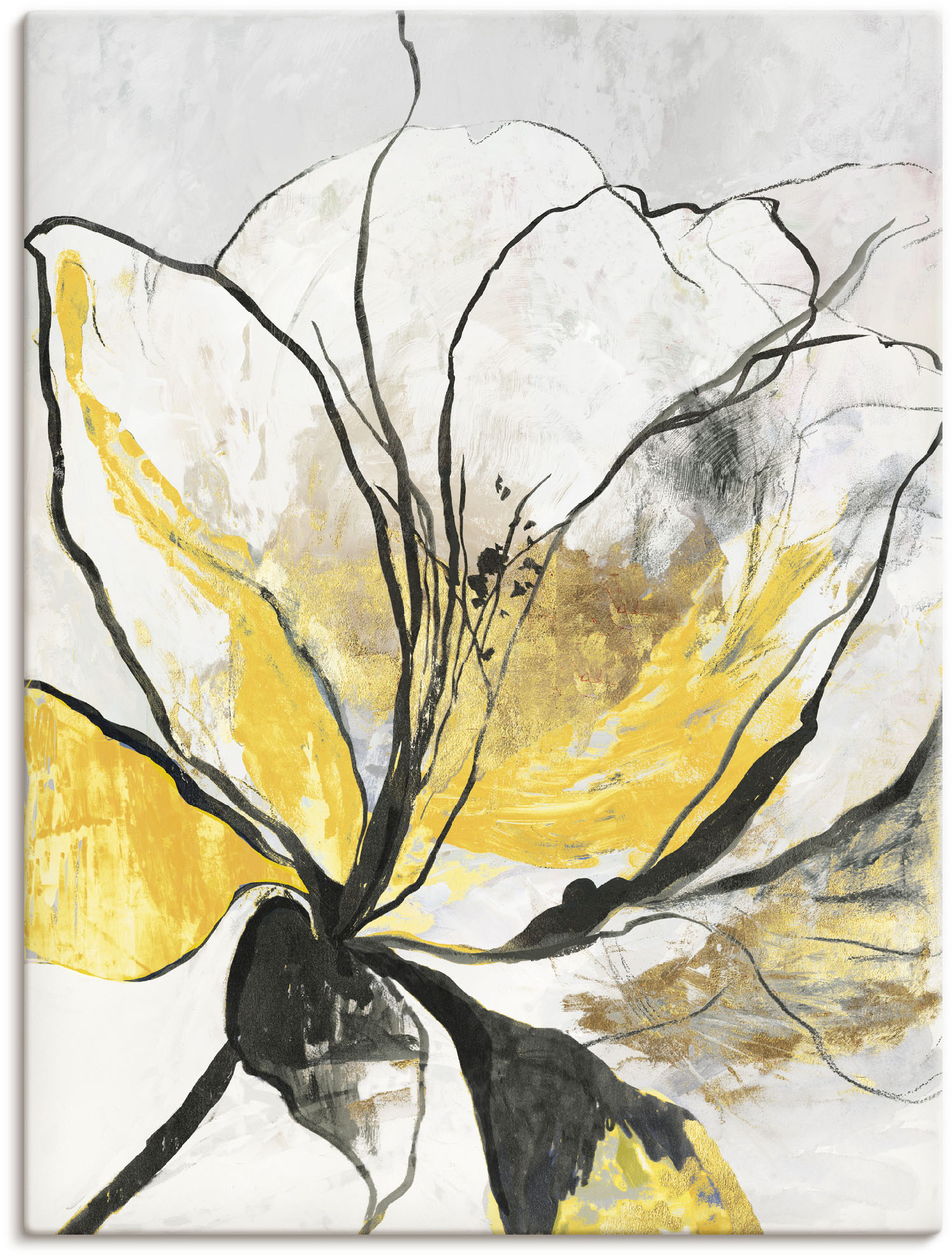 Artland Wandbild "Umrissenes Blumenmuster I gelbe Version", Blumenbilder, (1 St.), als Alubild, Outdoorbild, Leinwandbild, Poster, Wandaufkleber von Artland