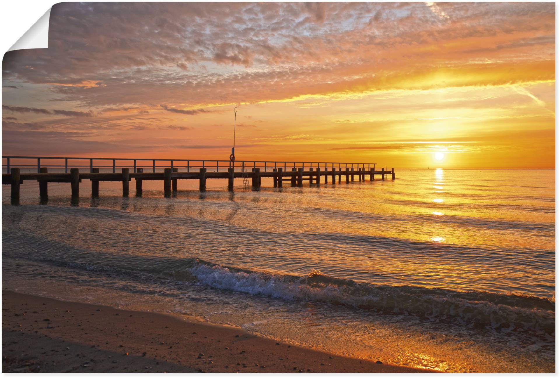 Artland Wandbild "Urlaubsfeeling am Ostseestrand", Bilder vom Sonnenuntergang & -aufgang (1 Stück), in vielen Größen & Produktarten - Alubild/Outdoorbild, Leinwandbild, Poster, Wandaufkleber/Wandtattoo auch für Badezimmer geeignet von Artland