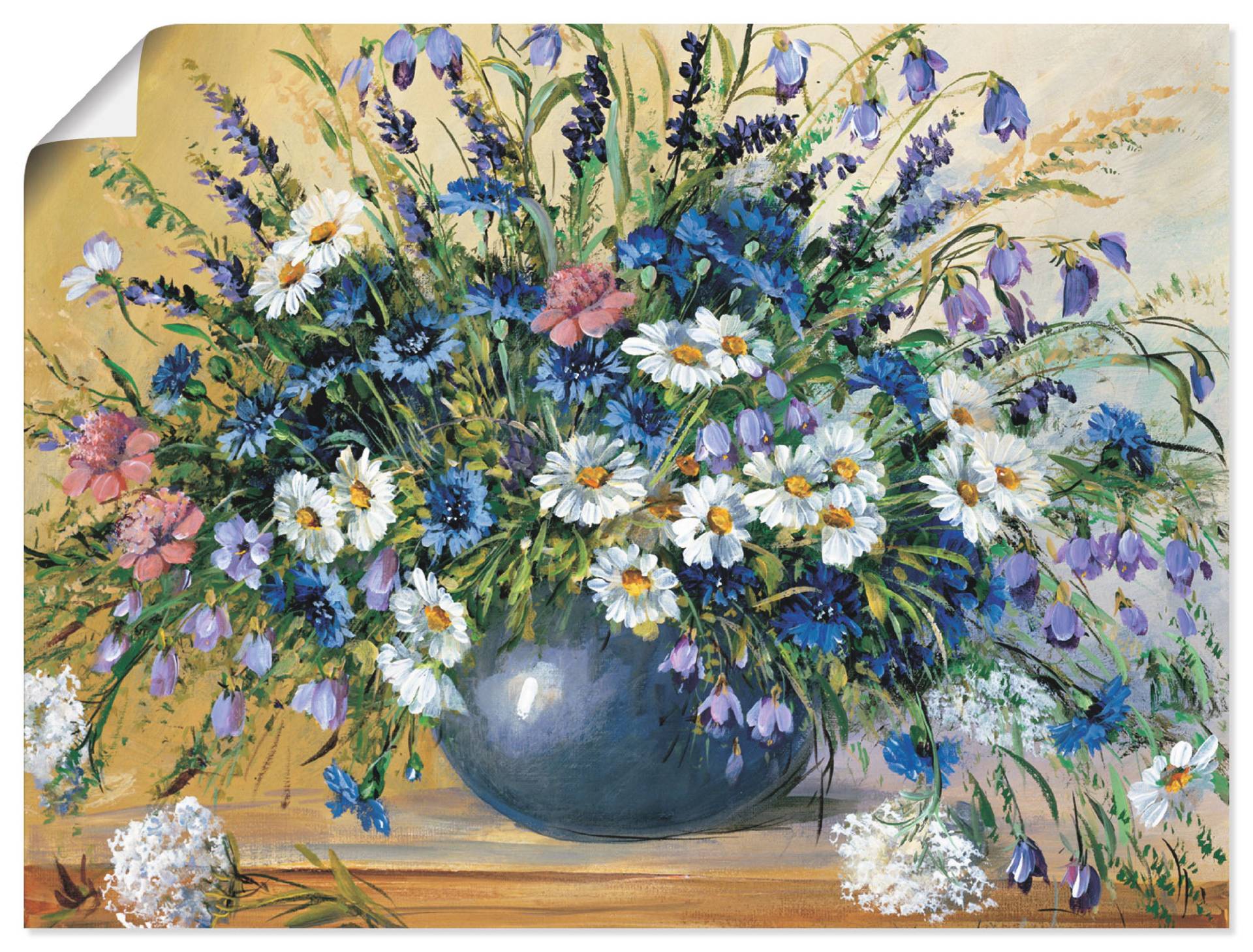 Artland Wandbild "Vase mit Kornblumen", Blumen, (1 St.), als Leinwandbild, Poster, Wandaufkleber in verschied. Größen von Artland