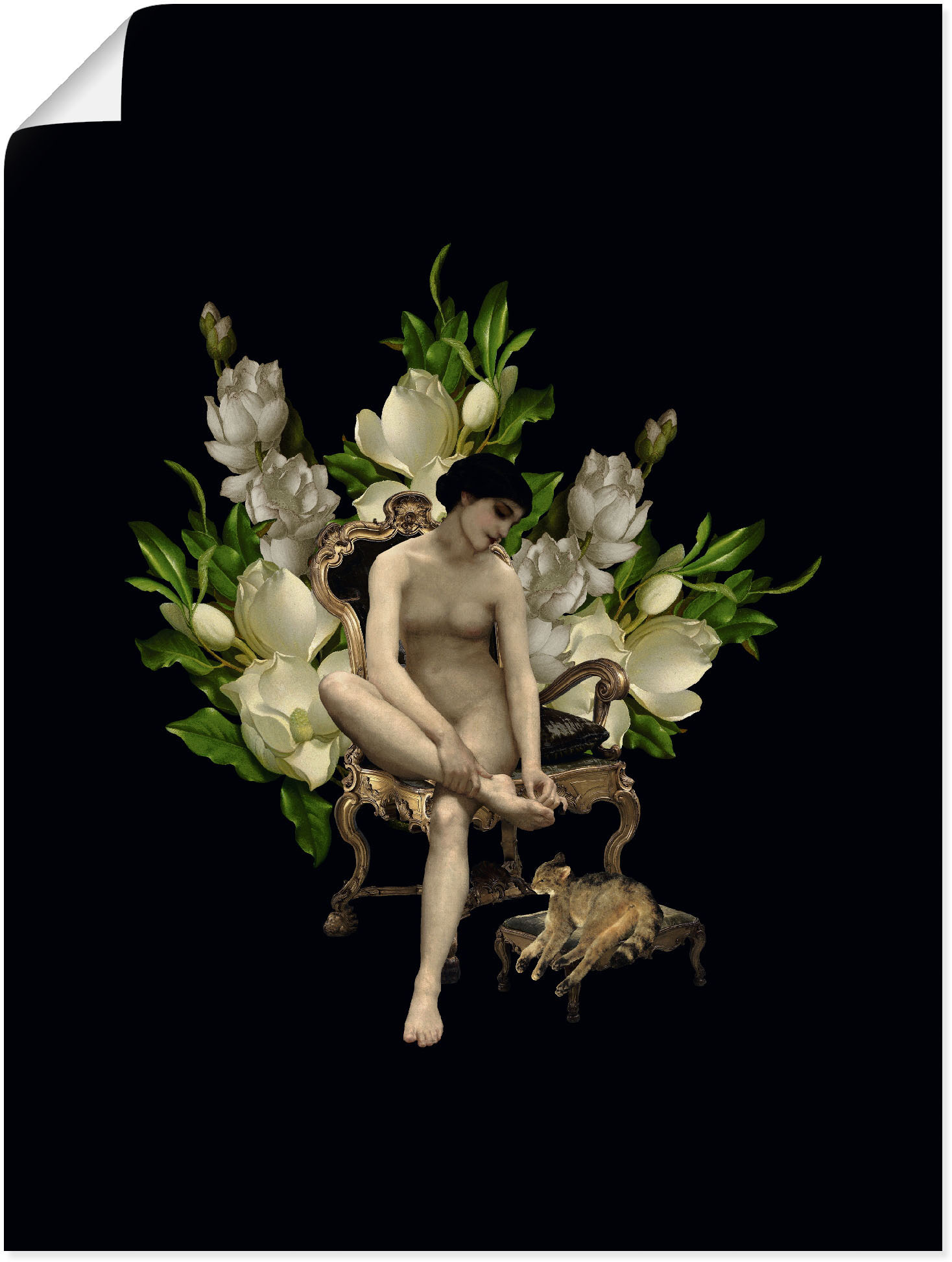 Artland Poster "Venus mit Katze und Magnolien", Gottes Bilder, (1 St.) von Artland